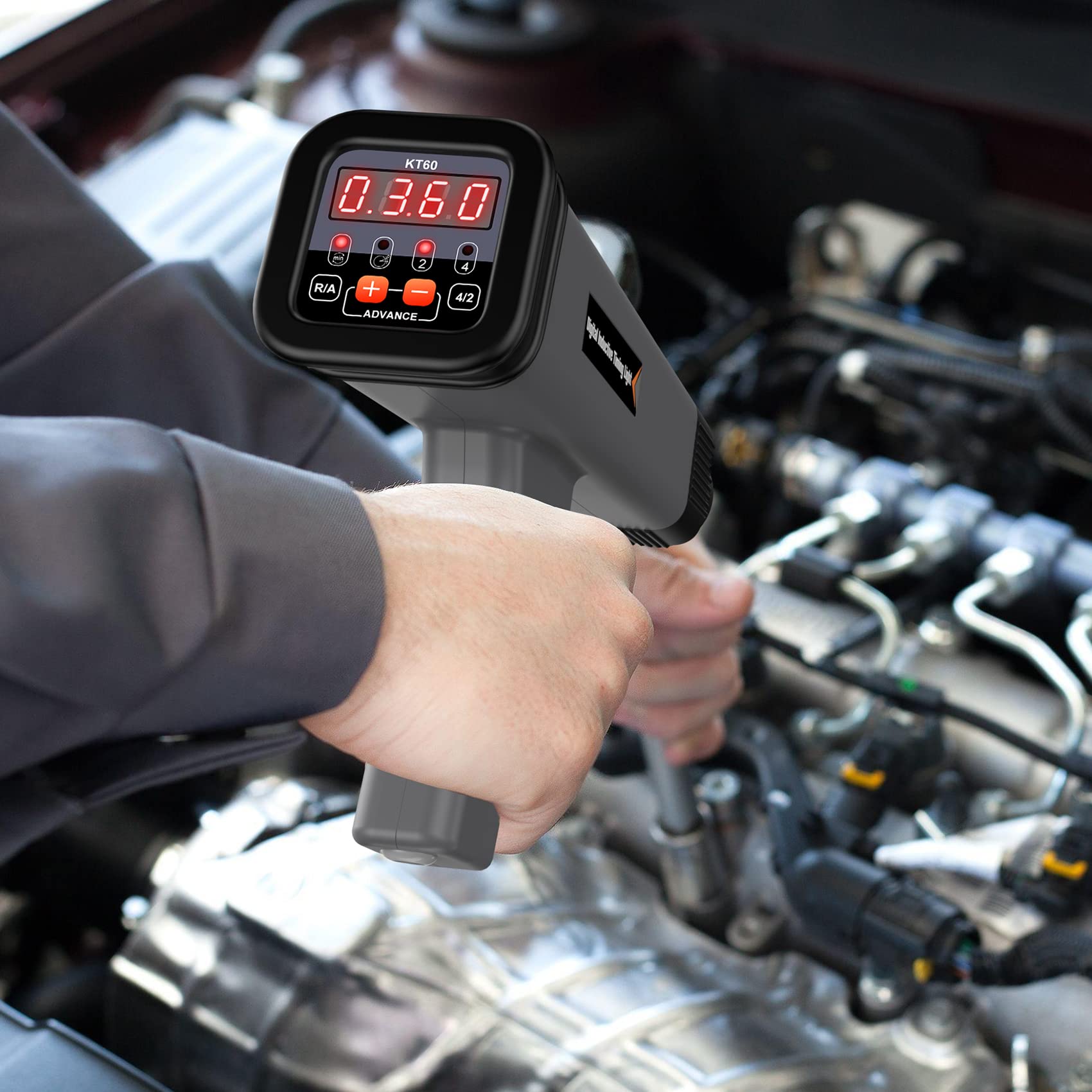 Kzyee Kt60 Engine Timing Light With Tachometer, Timing Light Automotive 12V For 2&4 Stroke Petrol Engine For Old Classical Cars, Motorcycles, Marine, Agricultural Machinery