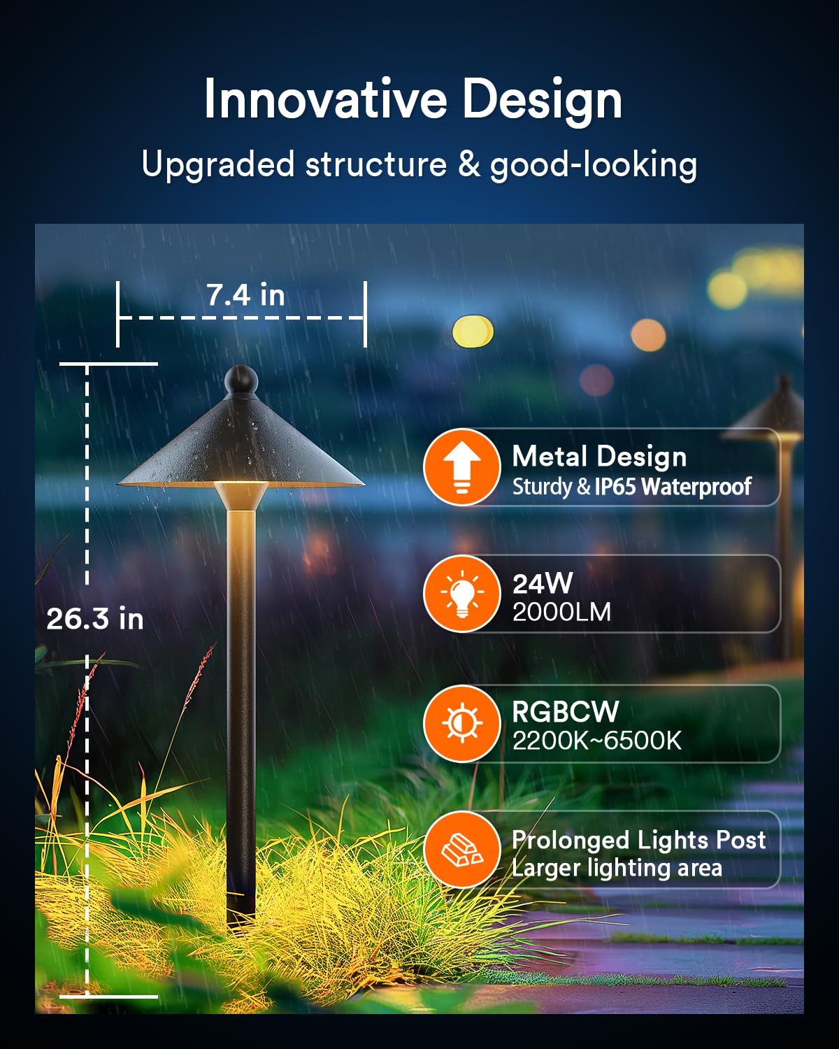 Lumary Smart Low Voltage Pathway Lights, 4 Pack Landscape Path Lights with RGBAI Color Changing, IP65 Waterproof Outdoor Lightin