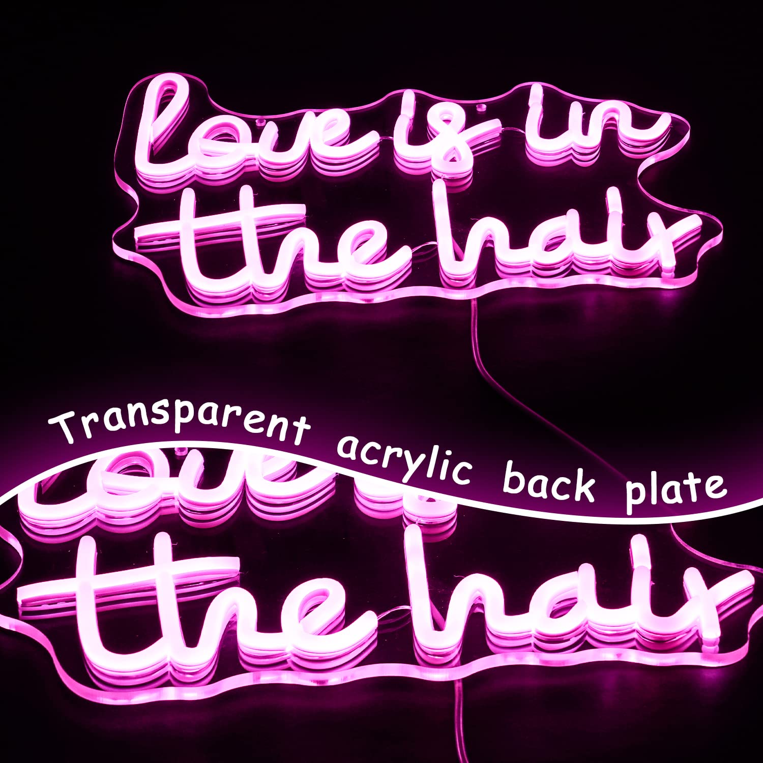 Alkkign Neon Sign - inLove is in the Hairin LED Light, Pink, 13.4inx10.6in, Model NS-28