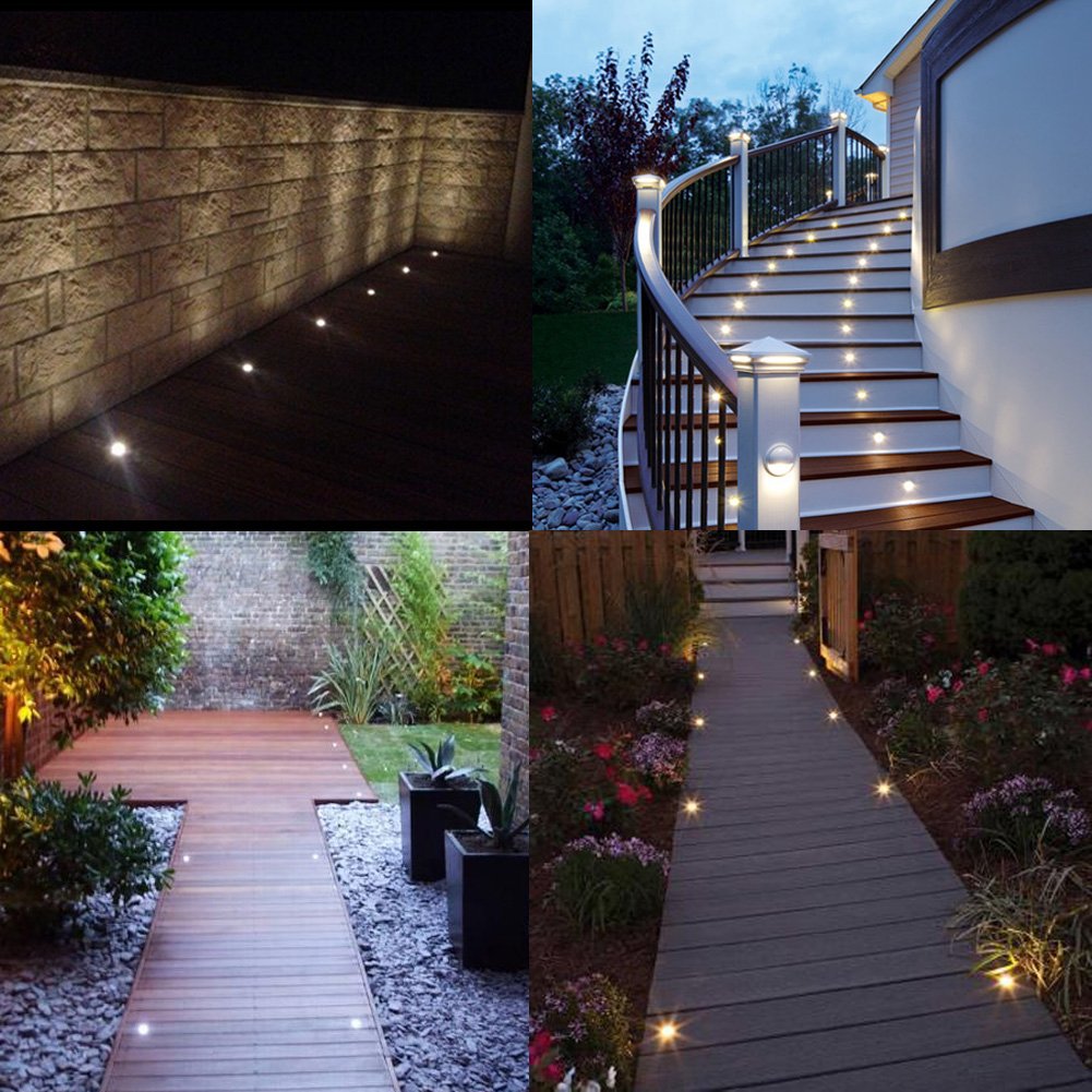 Qaca Low Voltage Led Deck Light Kit,Stainless Steel Waterproof Recessed Wood Decking Stairs Garden Yard Patio Decor Lamp Outdoor