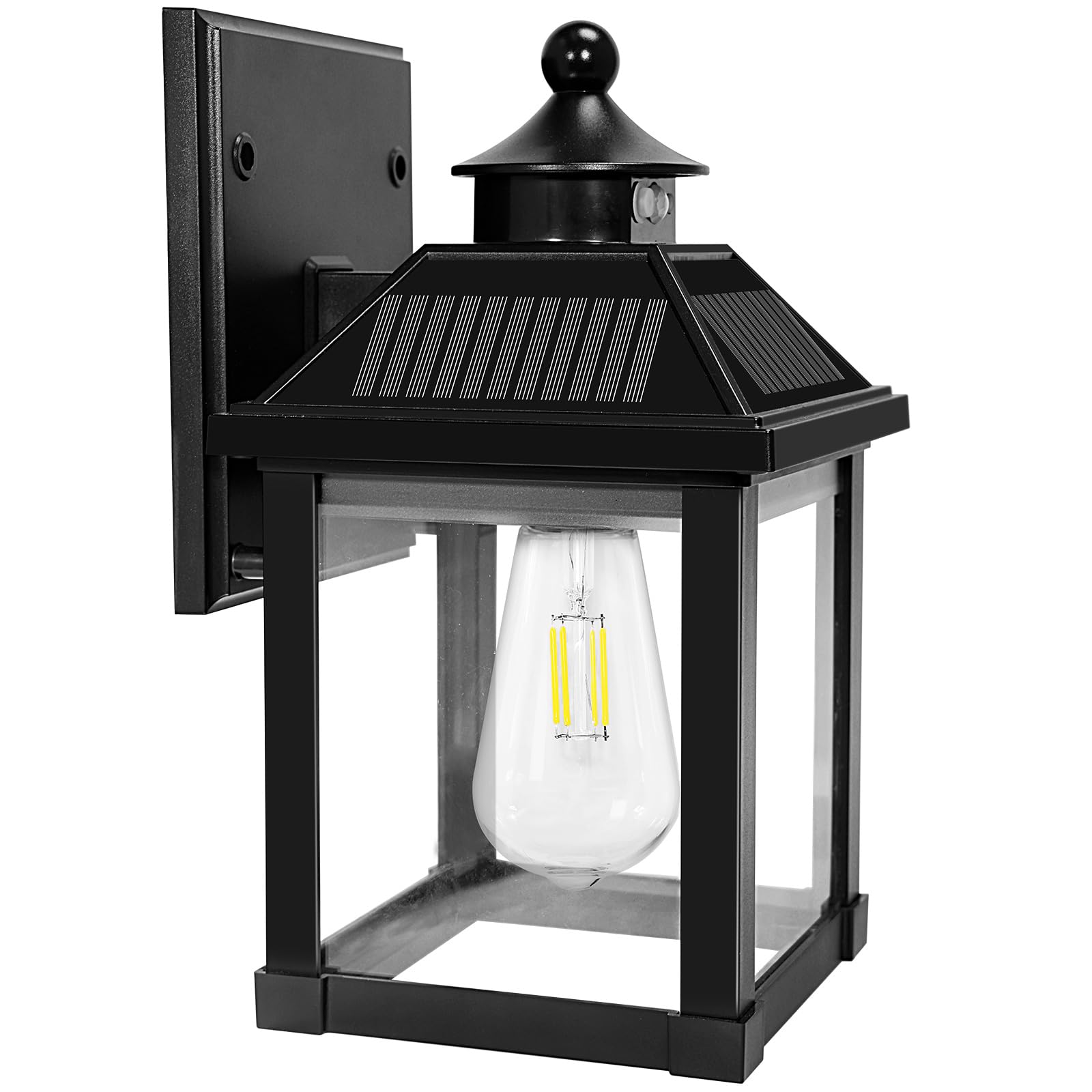 Kuniwa Solar Wall Lights Outdoor Motion Sensor, Waterproof, 3 Modes, Black, Model XHY2208