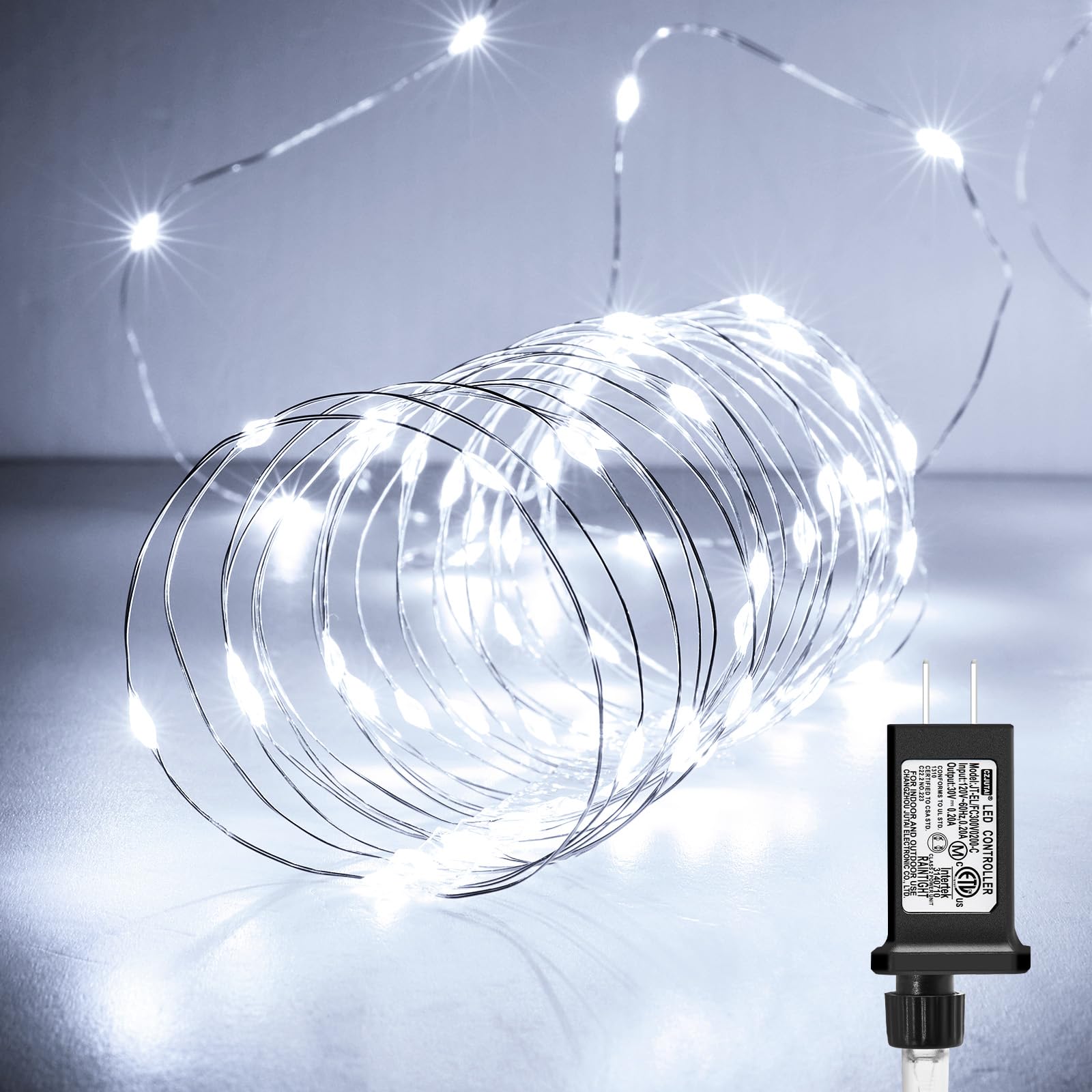 Minetom Fairy Lights, 300 LEDs, Waterproof Pure White String Lights for Indoor/Outdoor Use