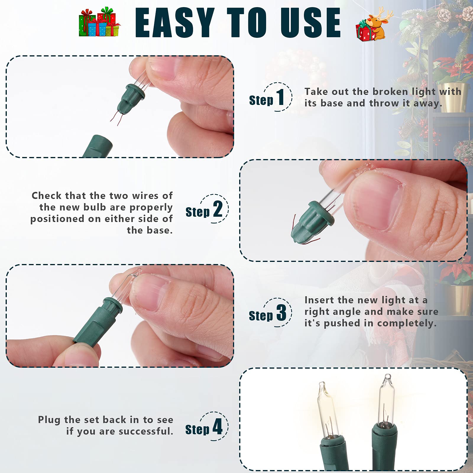 Mudder 1000 Pcs Mini Christmas 2.5 Volt Replacement Light Bulbs for Christmas Trees Decorative Light Supplies Indoor Outdoor Xma