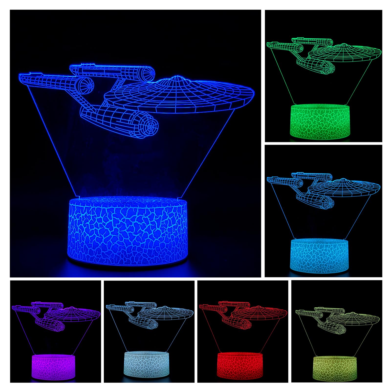 Gfytdxe 3D Optical Illusion Night Light, LED Desk Lamp, Touch & Remote Control, 16 Colors, Acrylic, Model C