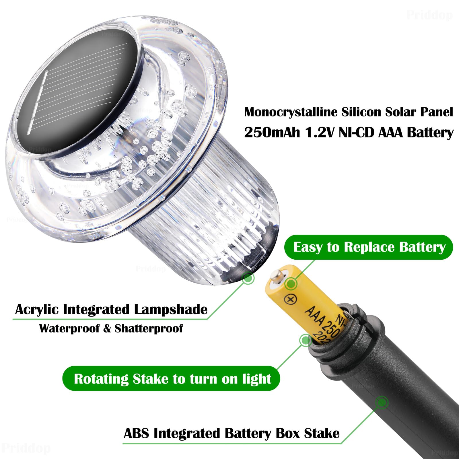 Priddop Solar Lights Outdoor Pathway Lights 8 Pack Led Waterproof Cold White Mushroom Shape For Garden Driveway Walkway Landscap