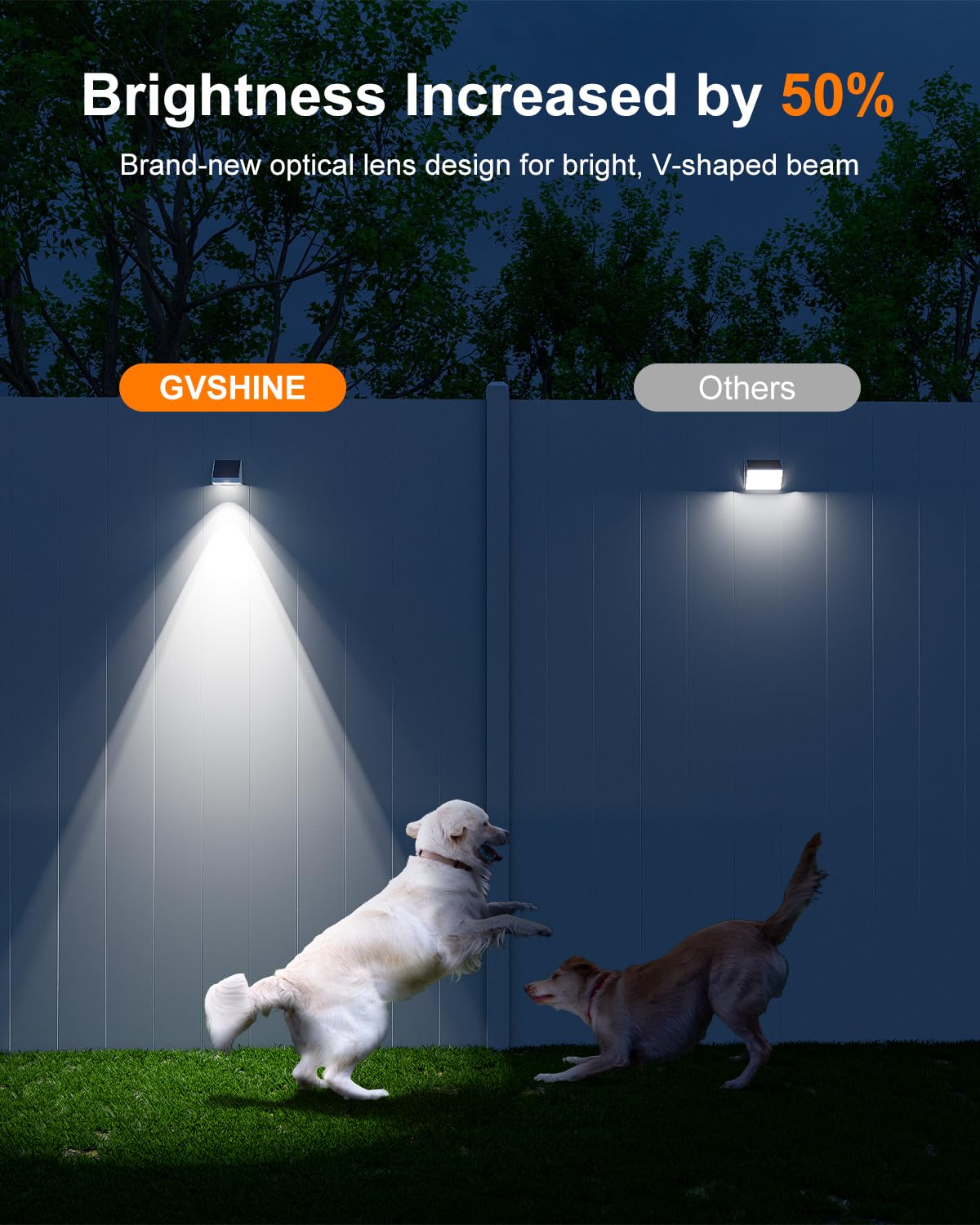 GVSHINE 12 Pack Solar Powered Fence Lights, Cool White LED, Waterproof, Easy Install, Outdoor Decoration, Model WS0622-CW-12