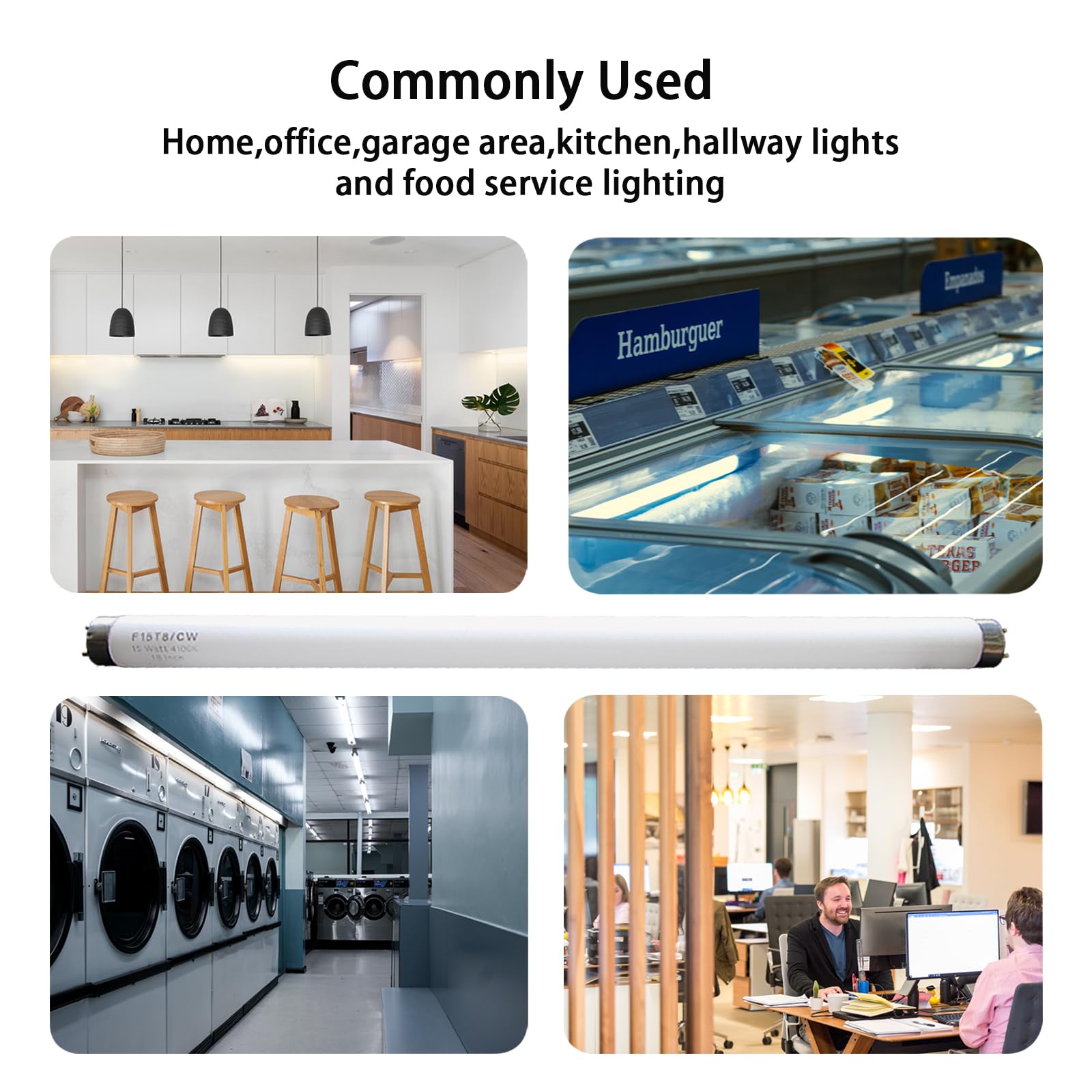 F15T8-Cw 15 Watt Cool White,18'' T8 Rv Fluorescent Linear Tube Lamp,Replacement Bulb For Philips Alto Eco Ge Staco Light Fixture