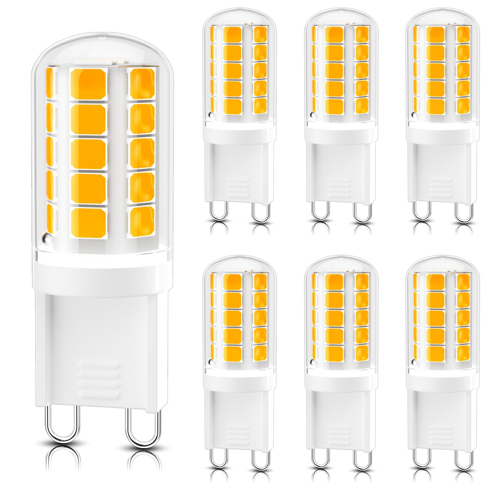 Dicuno G9 Led Bulb  2700K Soft Warm White  G9 Led Light Bulbs 4W  Equivalent To 40W Halogen Replacement  Non-Dimmable  400 Lm  T4 Bi-Pin Base Replacement For Chandelier Light  Home Lighting  6 Pack