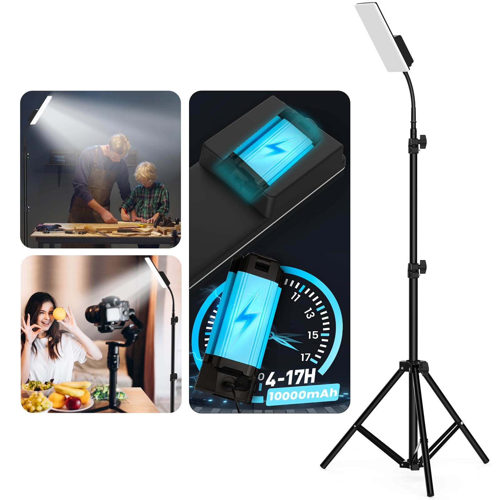 SUDISER Camping Light Telescoping Lantern 10000mAh Rechargeable Tripod 6Ft Black Model 003
