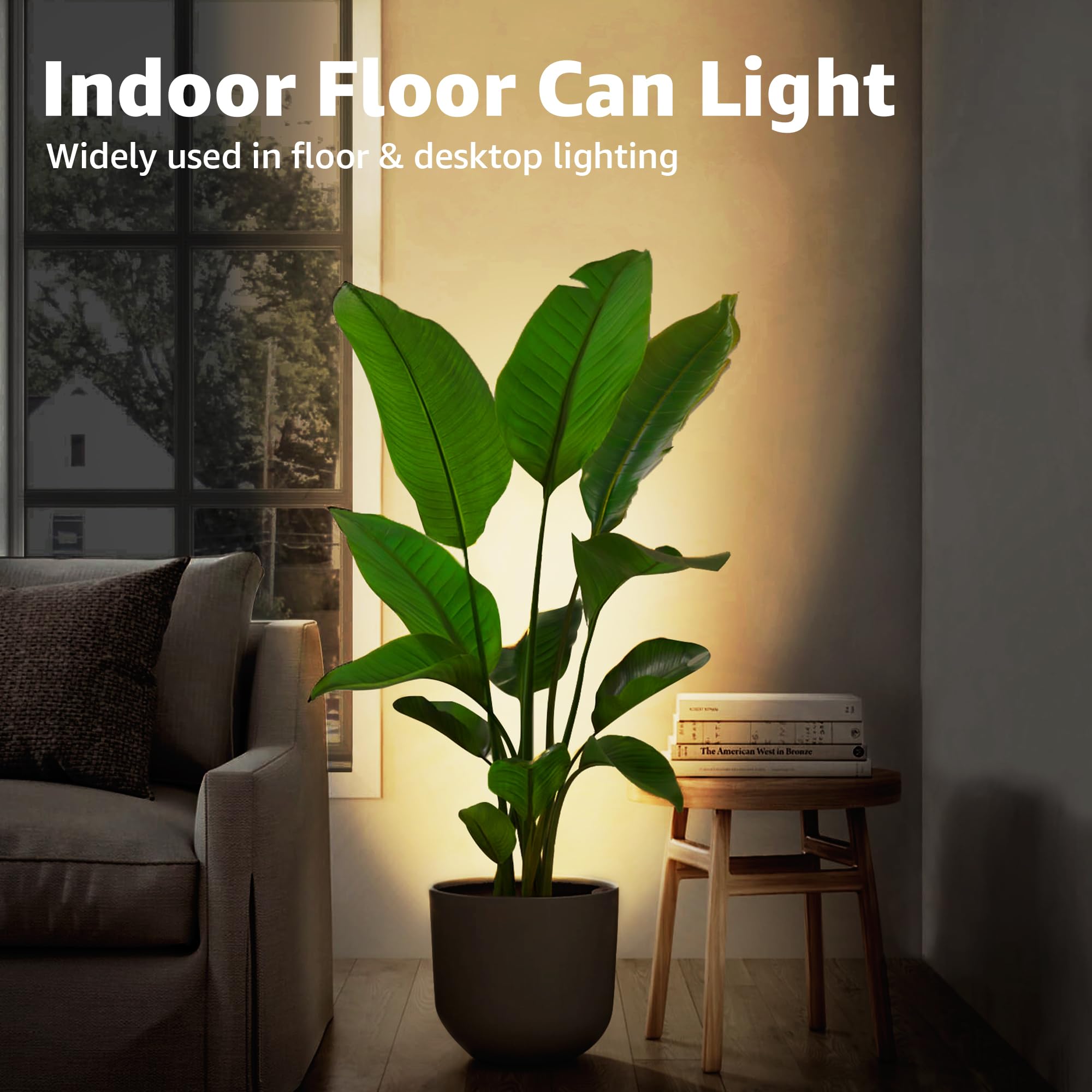 SUNVIE 4 Pack Up Lights, 5W GU10 Bulbs, Aluminum Uplighting, 2700K, Indoor Floor Spotlight, White, Model FCL01W04