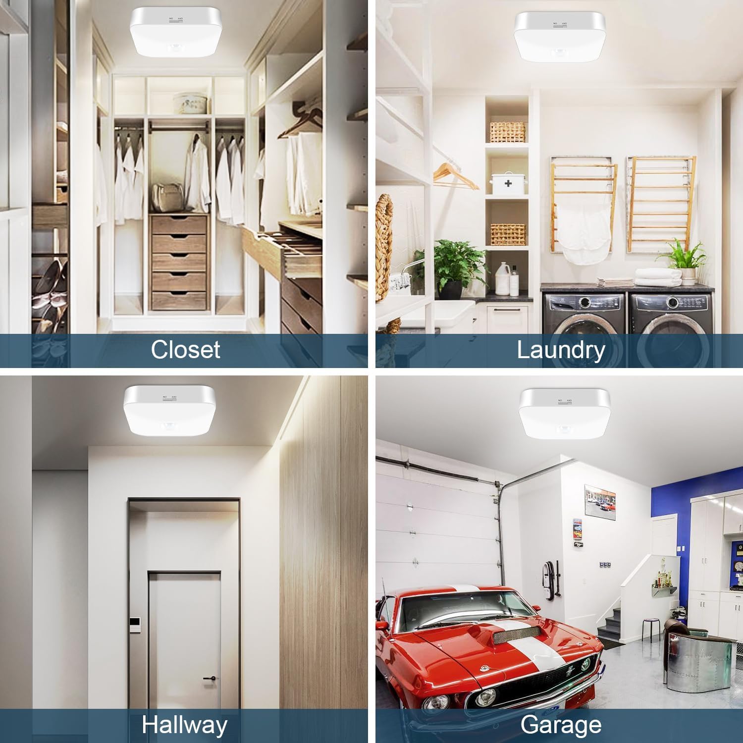 Motion Sensor Rechargeable Ceiling Light Indoor With Remote, Wireless Battery Operated Rechargeable Sensor Light For Closet, Gar