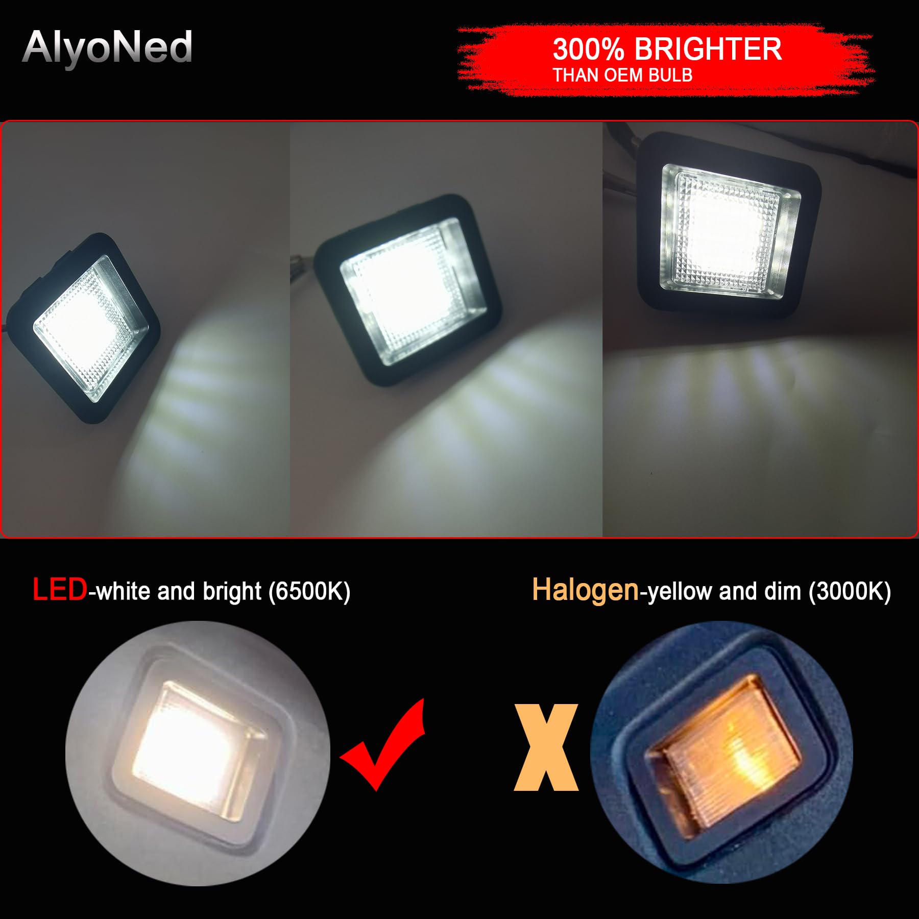 AlyoNed LED License Plate Lights Tag Lamp Assembly, Clear Lens, 6500K White, Compatible with Ford F150 2015-2020, Raptor 2017-202