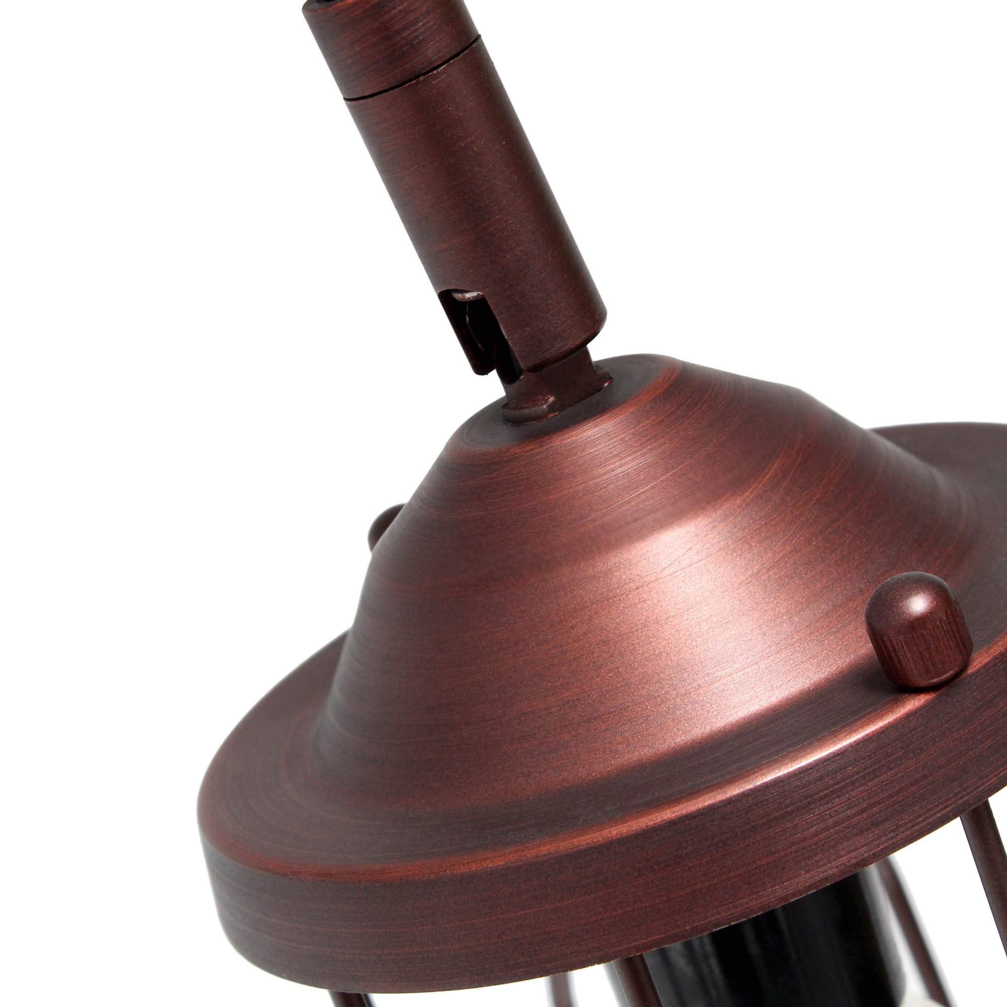 LALIA HOME Rustic Caged Shade Table Lamp, Metal, 16inL x 7inW x 25inH, Red Bronze, Model LHT-5030-RB