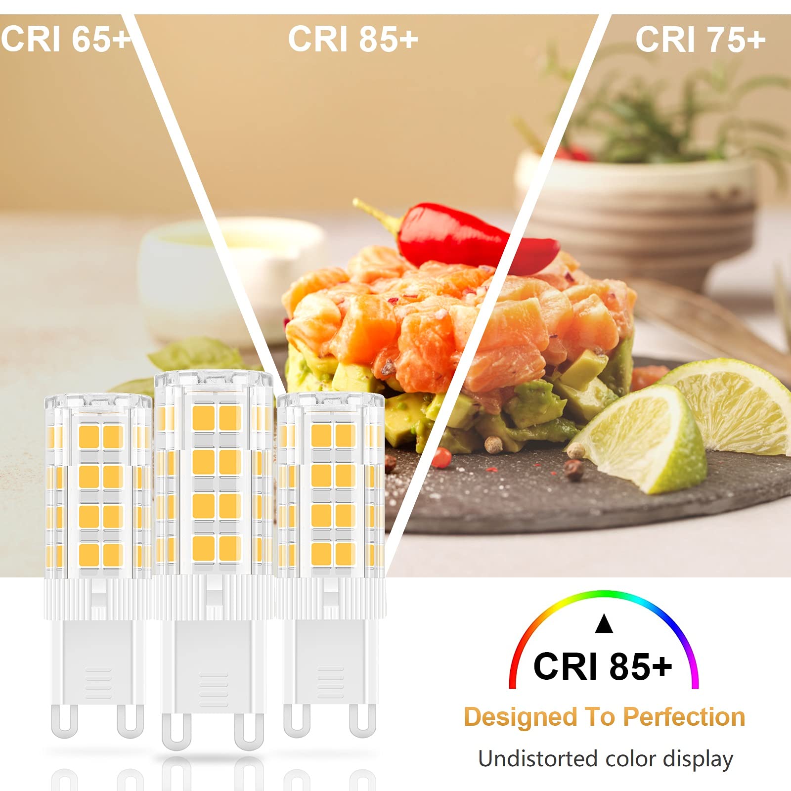 TopLeder G9 LED Bulbs, 5W 450LM Warm White 3000K, Non-Dimmable, 120V Bi Pin Base, 6-Pack