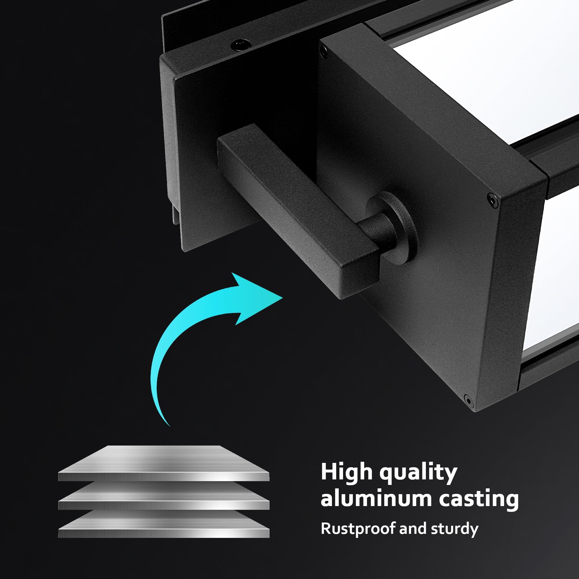 illumishin Motion Sensor Outdoor Wall Light, 750LM, 3000K, Black, Model 22529black, Waterproof Aluminum Sconce for Patio & Entryway