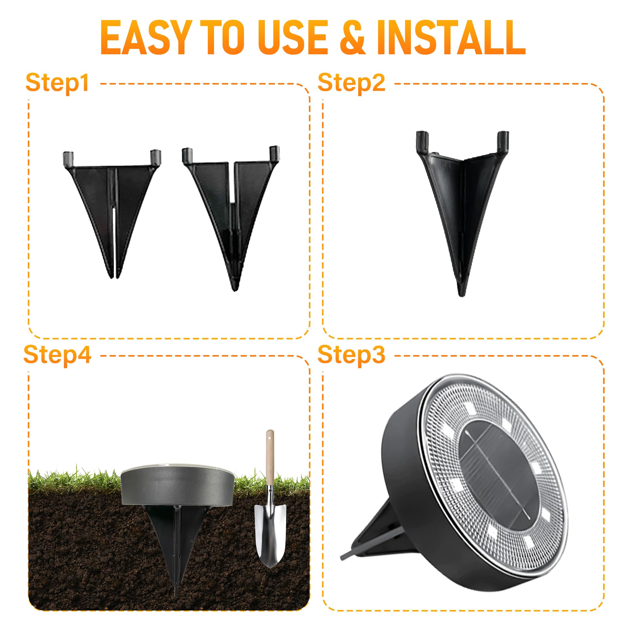 12 Packs Bright Solar Ground Lights Outdoor, 8 Led Disk Lights Ip68 Waterproof 2025 Flat Landscape Lighting For Patio Pathway Ya