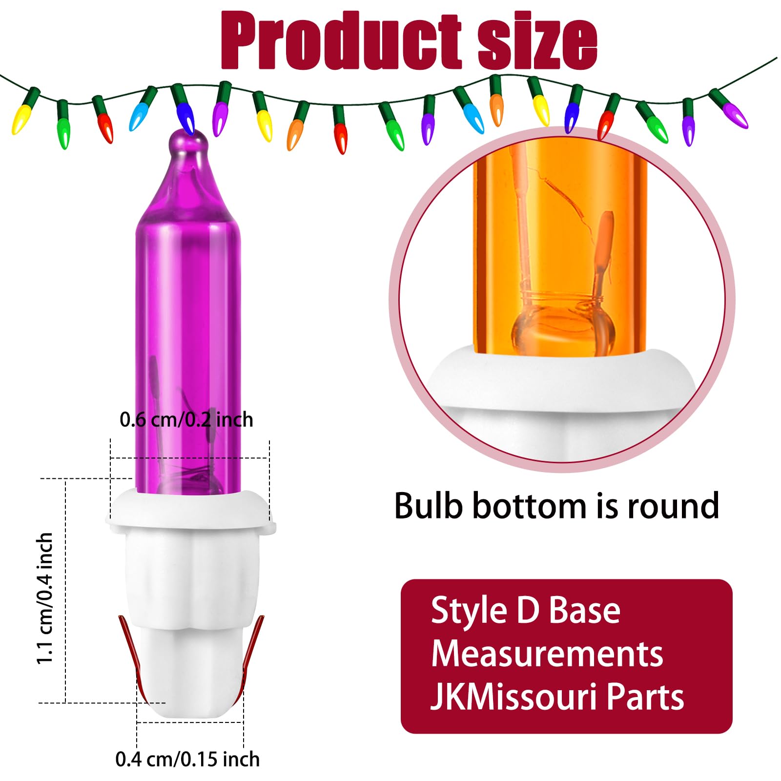 Mudder 60Count 2.5V Christmas 50/100/150/200 Count Mini Incandescent Wire String Lights Replacement Bulbs Indoor/Outdoor Christmas Lights Decor For Home Xmas Tree (White Base With Fresh Bulb)