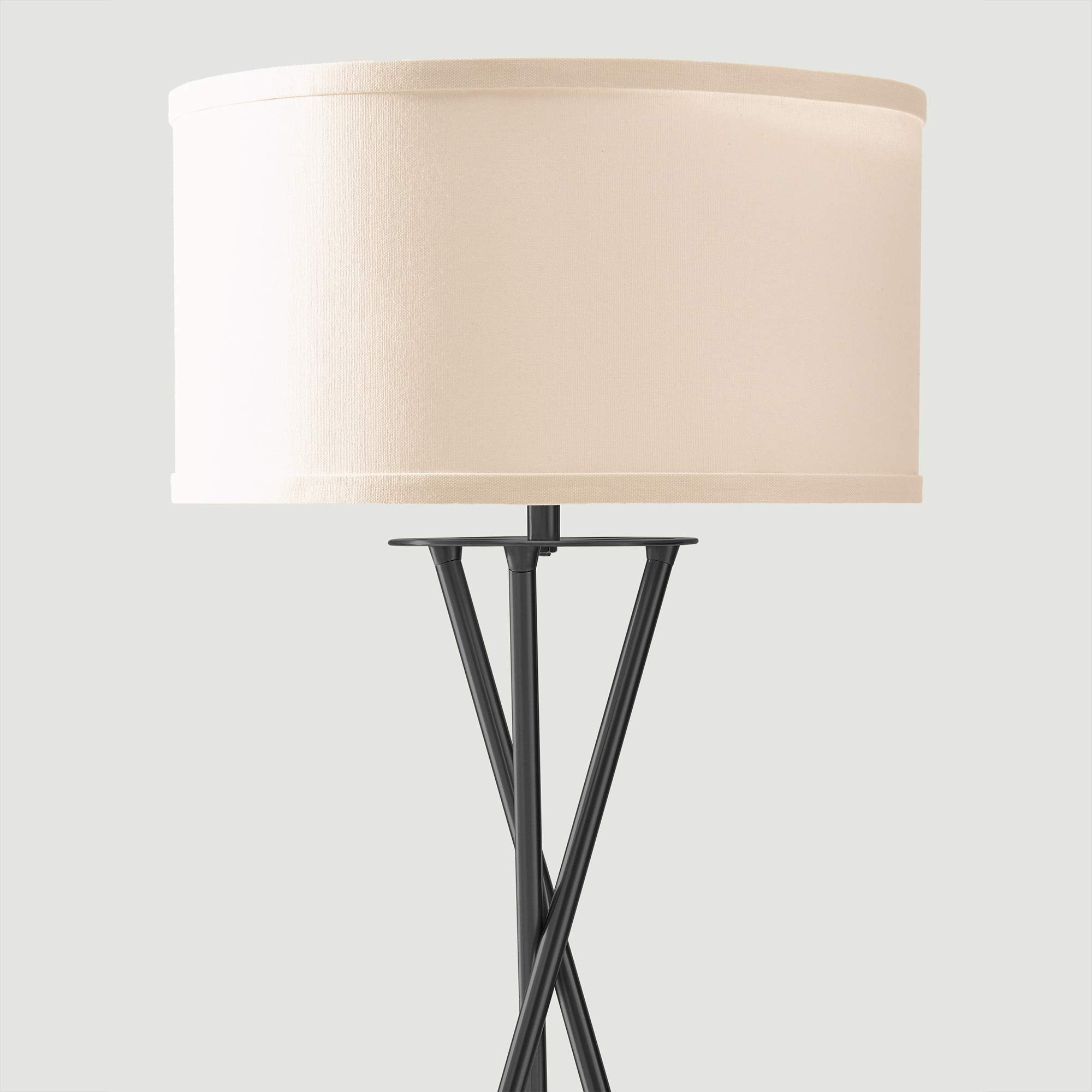 Brightech Jaxon Led Floor Lamp, Modern Lamp For Living Rooms & Offices, Tall Lamp With Contemporary Drum Shade, Gold Tripod Stan