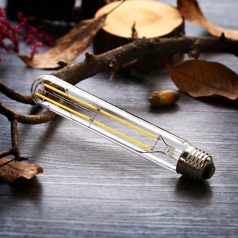 Vctc Lighting Dimmable 6W Tubular Led Bulbs, 3000K Warm White,Edison Style Filament Light Bulb, T10 Vintage Bulb 60 Watt Equival