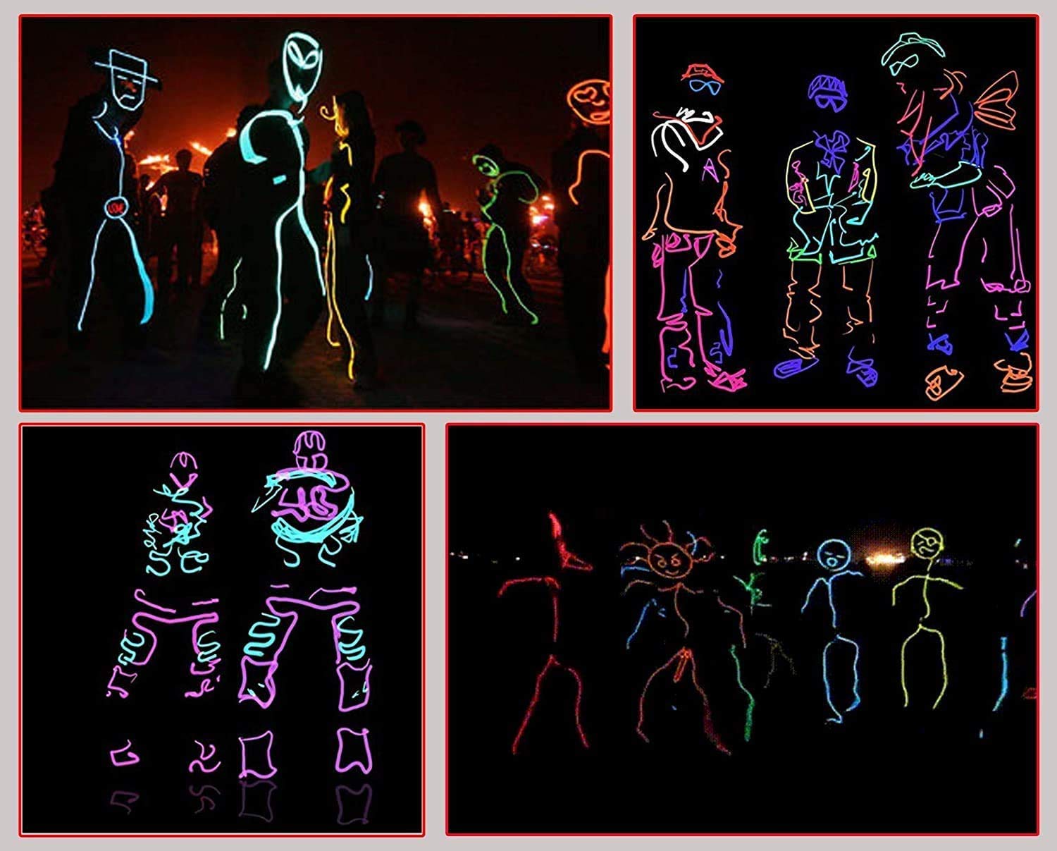 Jiguoor El Wire Battery Pack 9.8Ft / 3M Bright Neon Light Strip 360° Illumination Neon Tube Rope Lights For Diy, Festival, Party Decoration, Pub, Halloween, Chrismas (9.8Ft / 3M , Red)