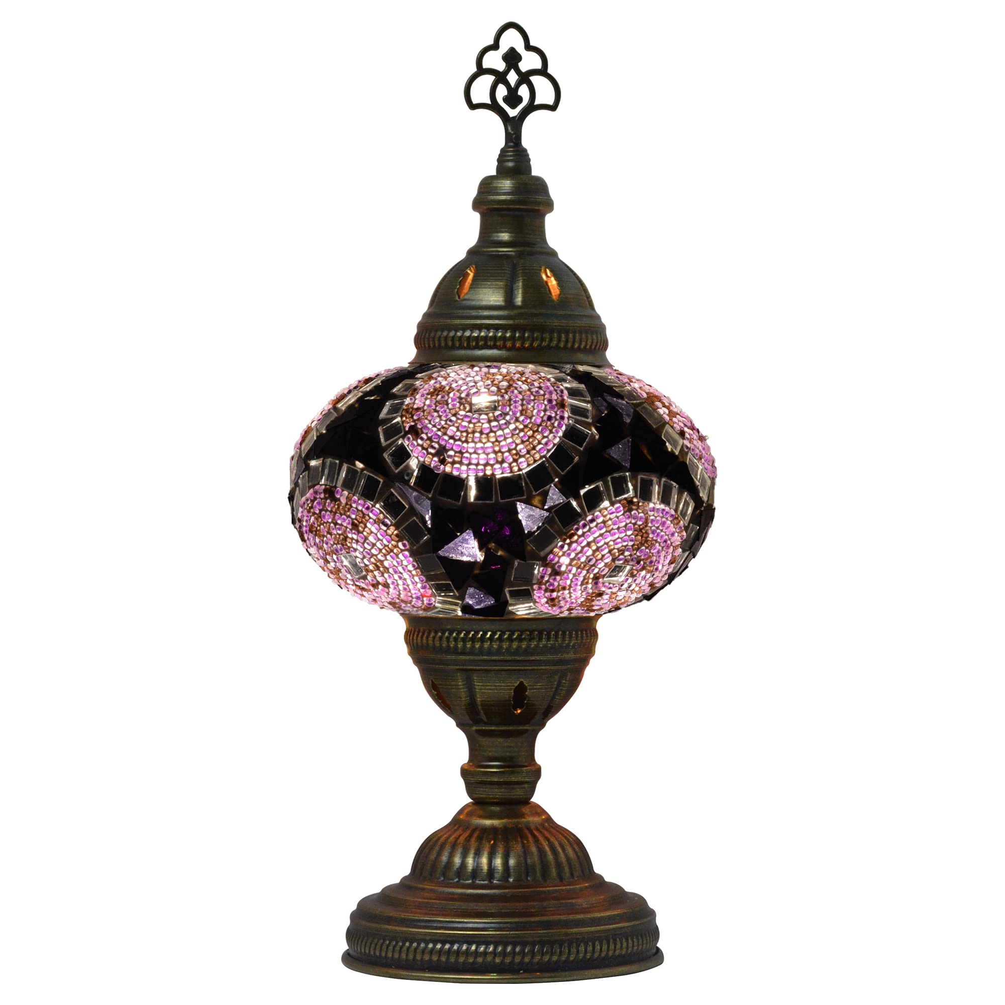 Mozaist Turkish Mosaic Table Lamp - Antique Moroccan Decorative Glass Bohemian Vintage Shade, Small Desk Tiffany Stained Glass W