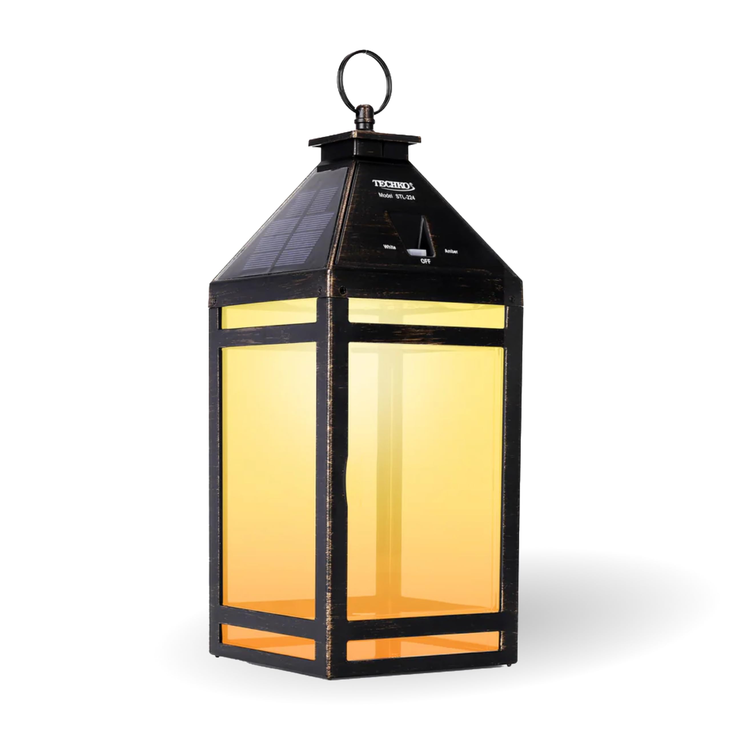 TECHKO STL-224 STL-224-1 Outdoor Solar Lantern, Amber/White