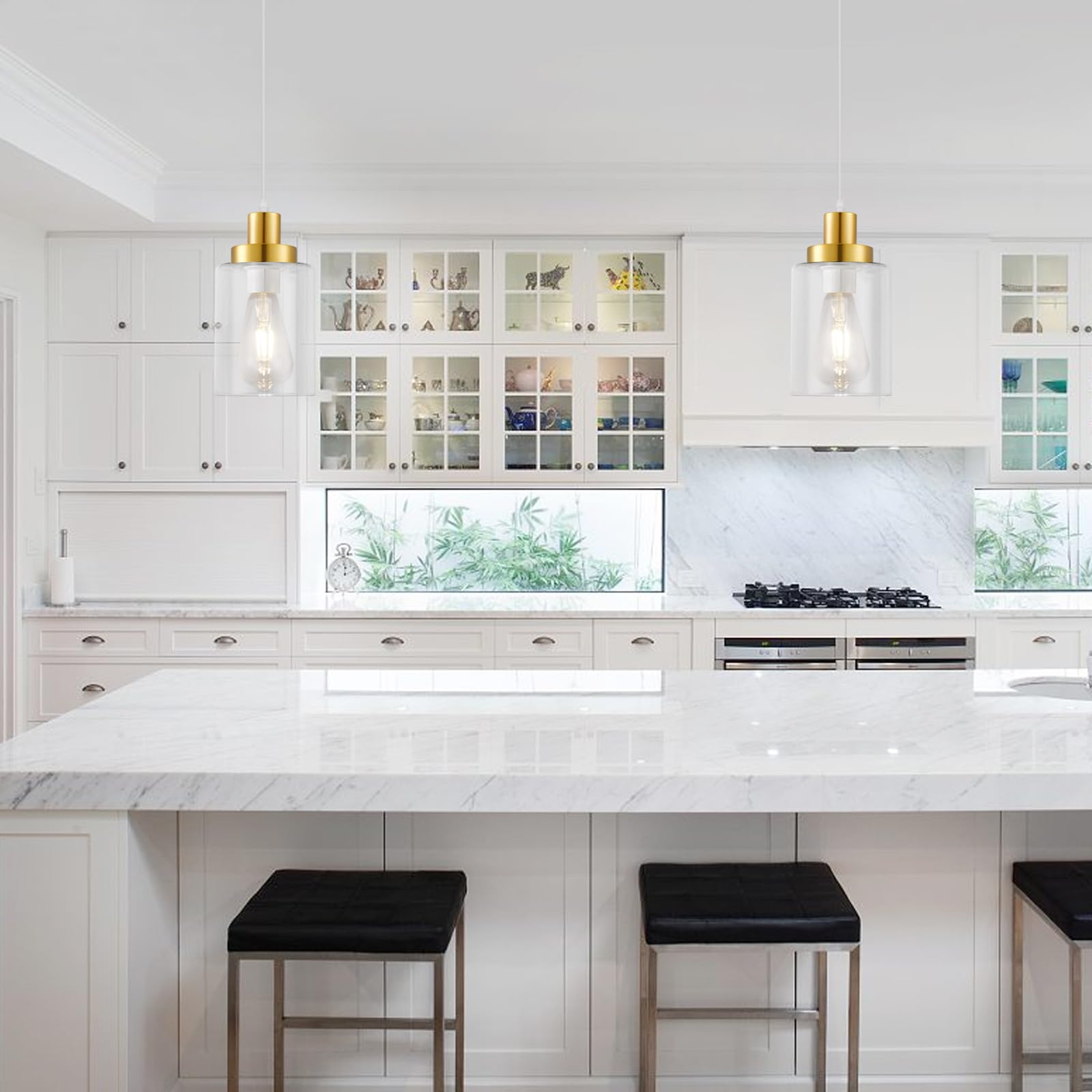 Industrial Pendant Lighting, Modern Clear Glass Shade Pendant Lights, Adjustable Hanging Light Fixtures, Farmhouse Pendant Light