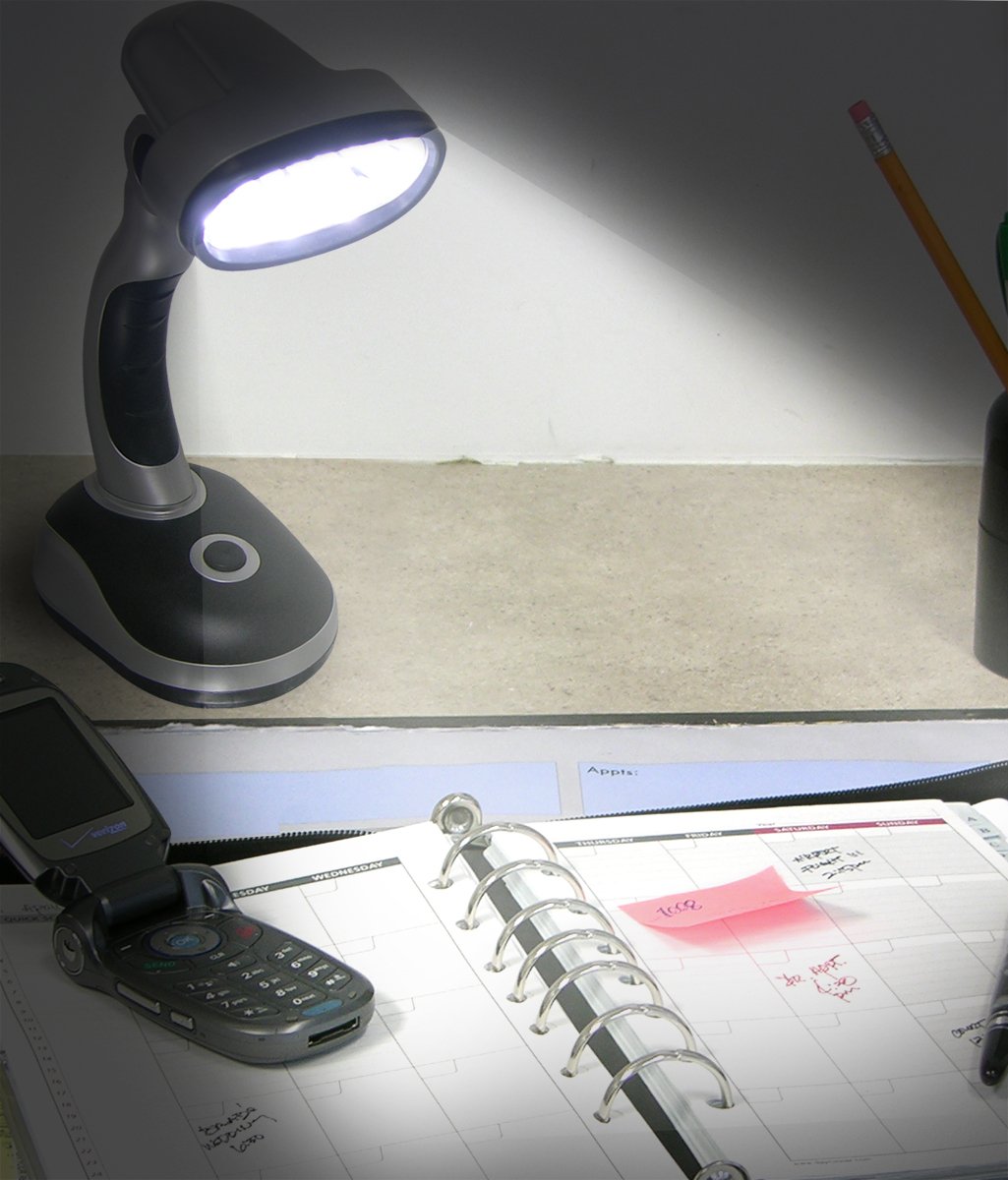 IdeaWorks LED Desk Lamps Set of 2, Large, Plastic, Pivoting Heads, Red/Blue, Model JB6173MULTI