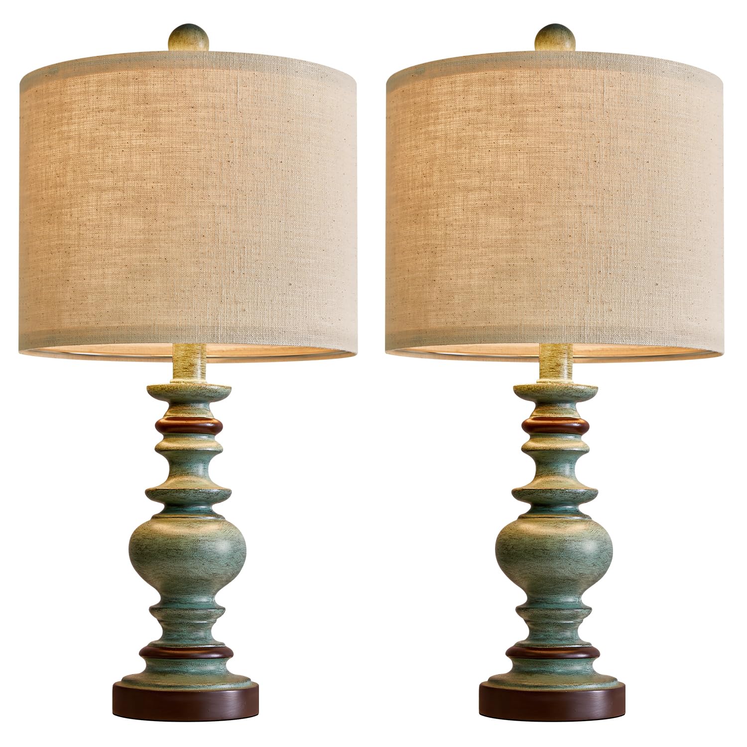 Bobomomo 20'' Farmhouse Lamps For Bedrooms Set Of 2, Retro Side Table Lamps Bedside Lamp For Side Nightstand Living Room(Suitabl