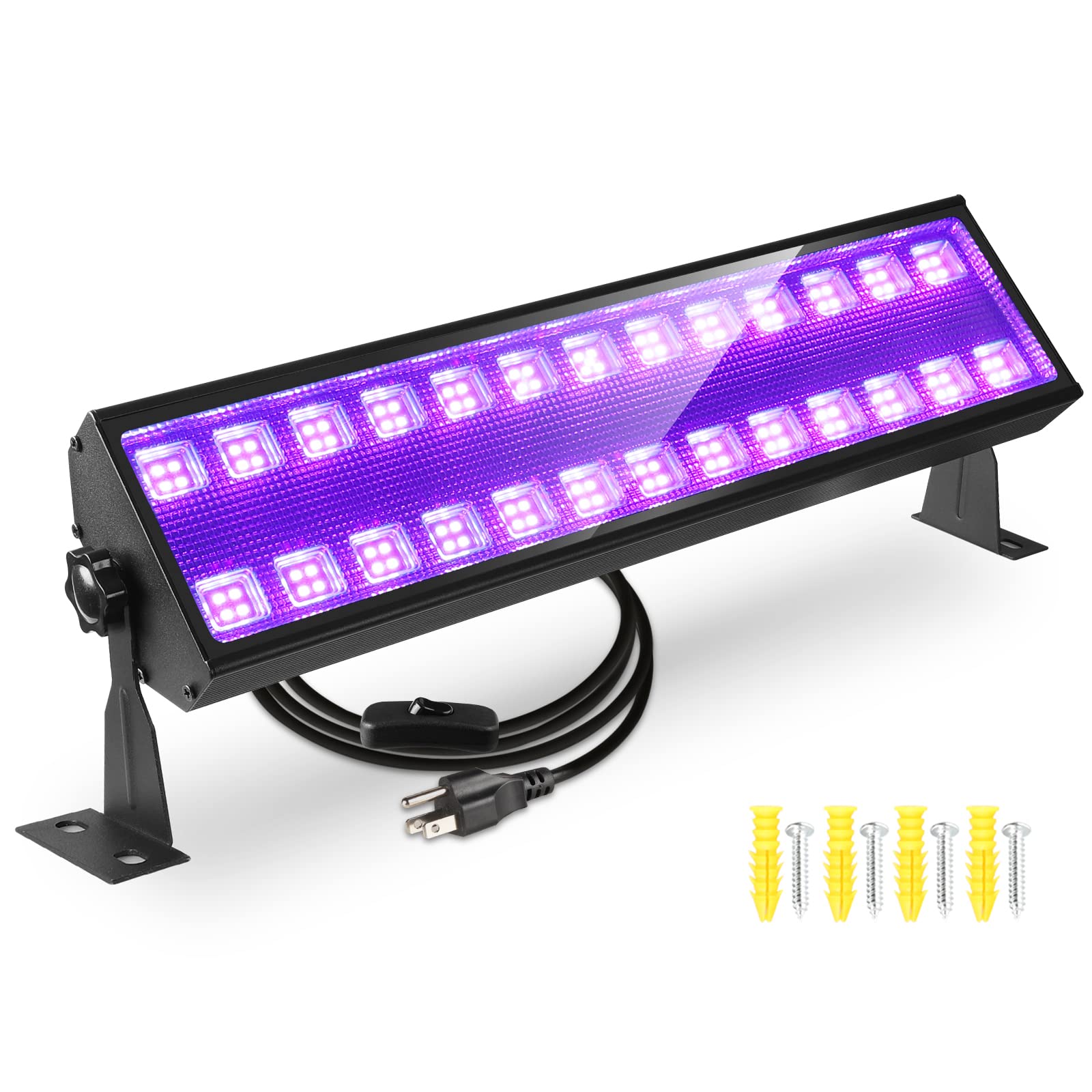 PIZHLO 100W Black Light Bar, Aluminum LED Flood Light for Neon Glow Party, 385-400nm, Black, 1 Piece