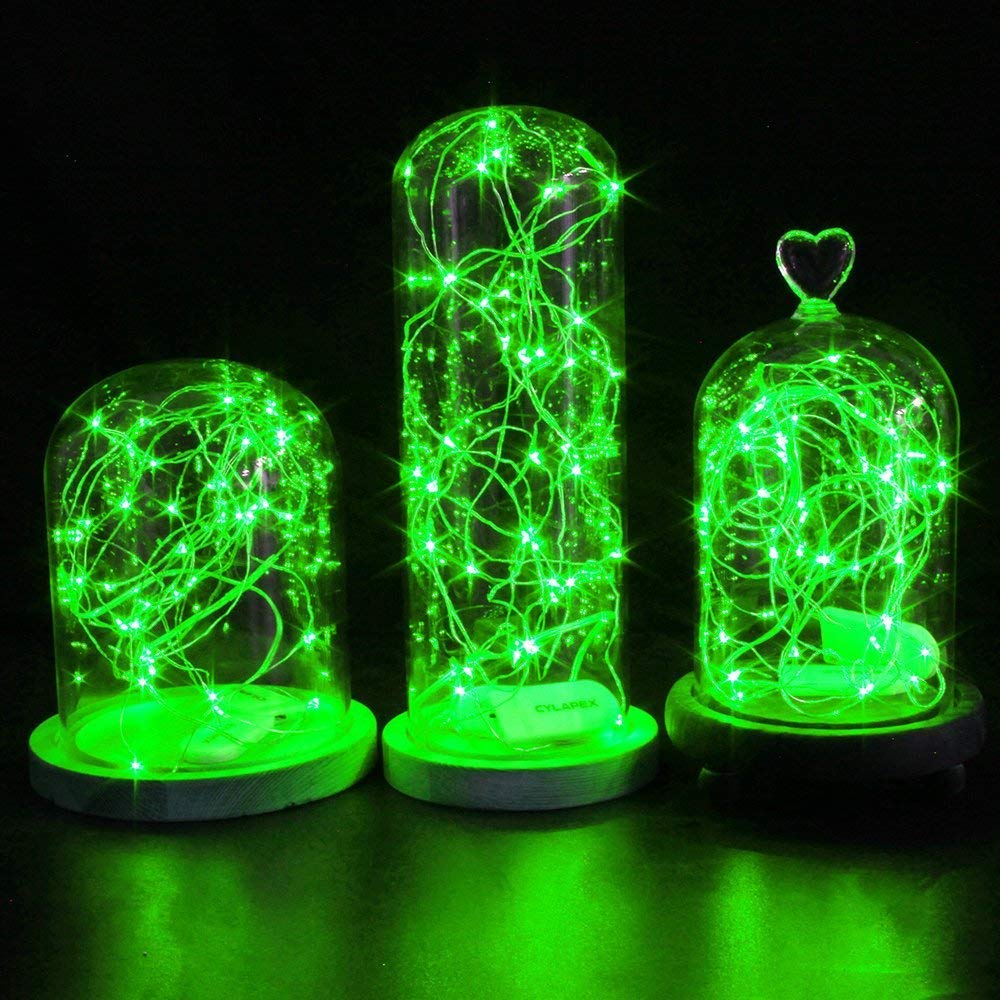 3 Pack Fairy Lights Battery Operated 6.6Ft 20 Led Mini String Lights Silver Wire Starry Lights For Diy Wedding Party Festival Halloween Christmas (Green)