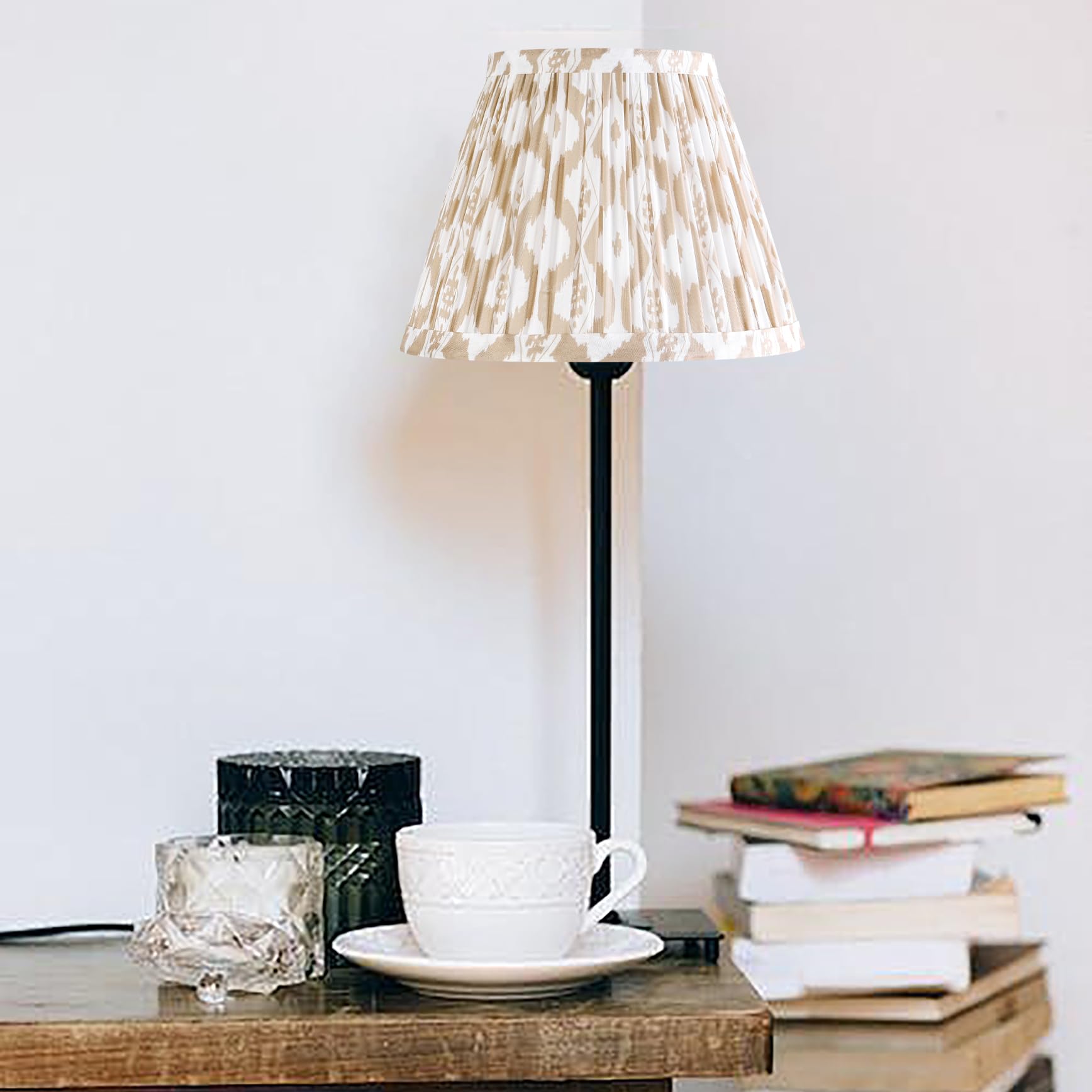 Go&So Small Pleated Art Deco Lamp Shade - Vintage Multi-Floral Design, 5X9X6.4 In, Spider Replacement Shade For Table & Wall Lamps