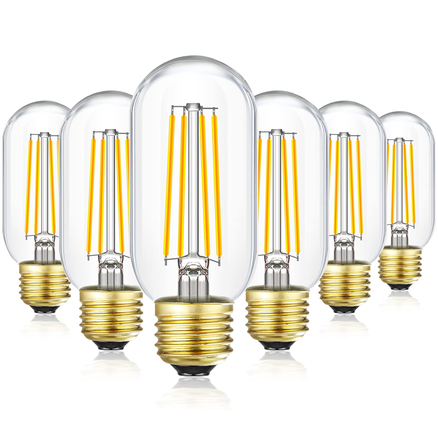 Dimmable Led Edison Light Bulb 8W (100W Equivalent) - T45 Vintage E26 Filament Bulb, 3000K Soft White, 800Lm, Clear Glass, Ac120
