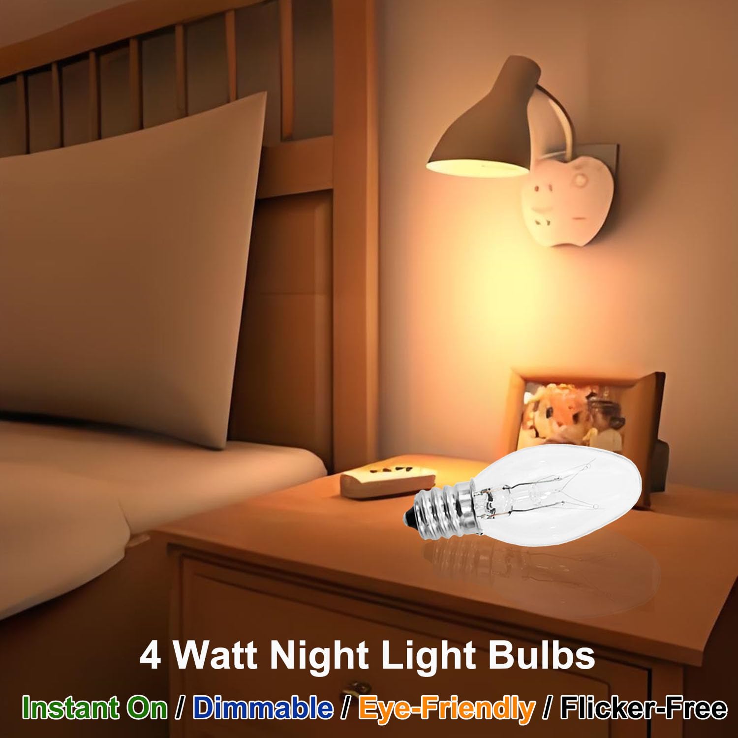 Paeorrorl Night Light Bulbs 4 Watt 15-Pack E12 Candelabra Dimmable Small Light Bulbs - C7 Replacement For Night Light,Christmas