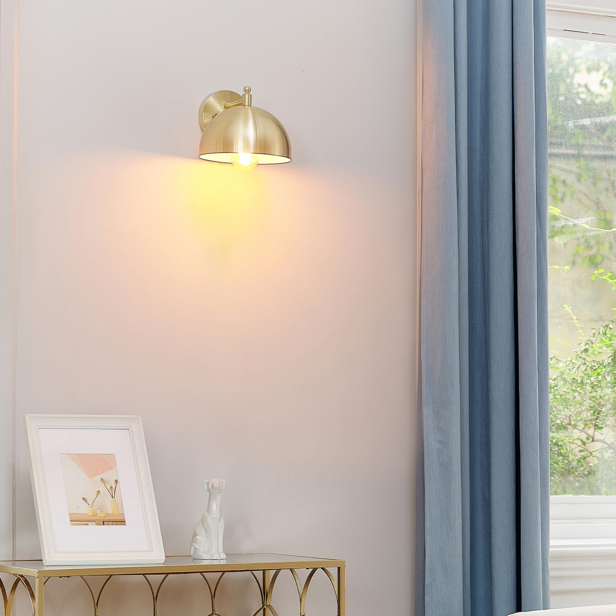 Globe Electric 65000048 1-Light Wall Sconce, Brushed Brass, E26 Base Socket, Wall Lights For Living Room, Home D?Or, Wall Lighti