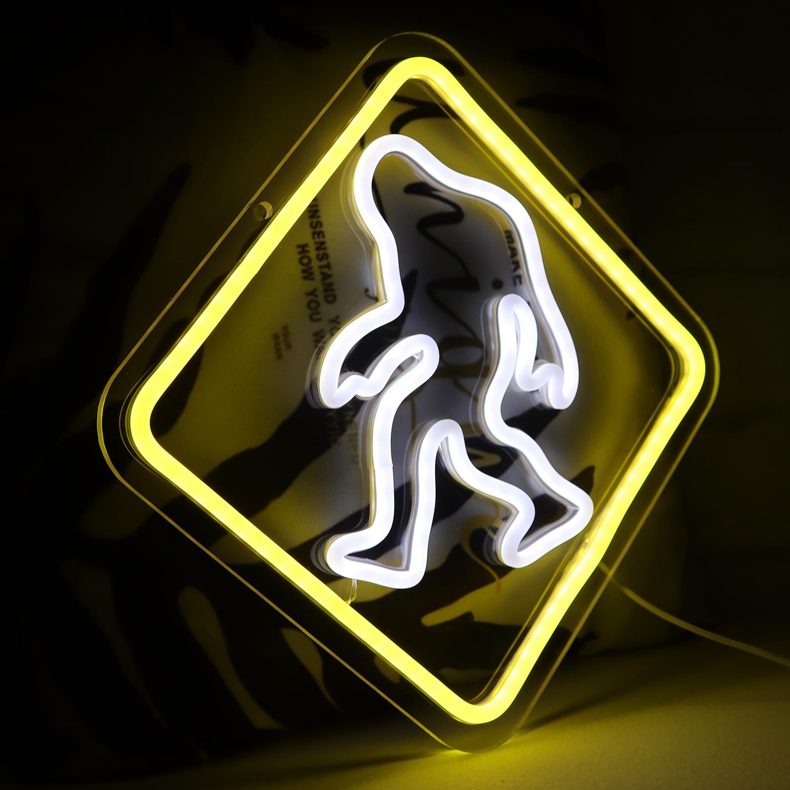 Pinlangdou Bigfoot Neon Sign, Orange LED Light for Bedroom, Hallway, Garage, 12.2x12.2 in, Kids Room Decor, Birthday Gift