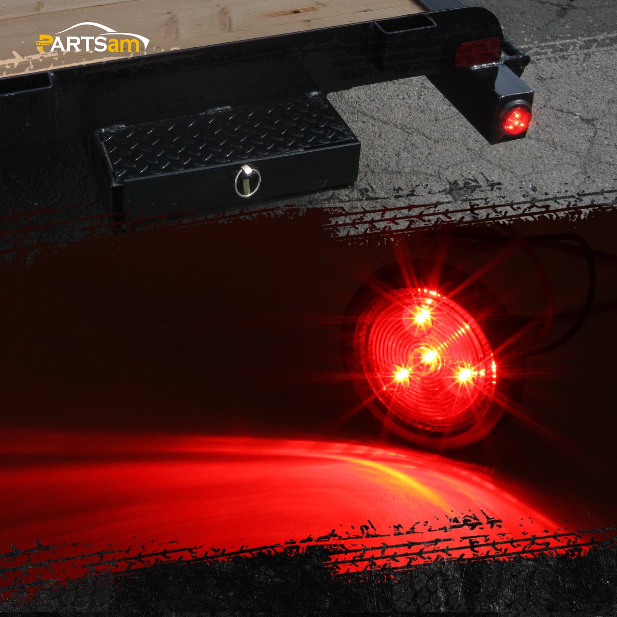 Partsam 10Pack 2" 4LED Round Trailer Side Marker Light, Amber/Red, DOT Approved, IP67 Waterproof, Flush Mount, Model 13