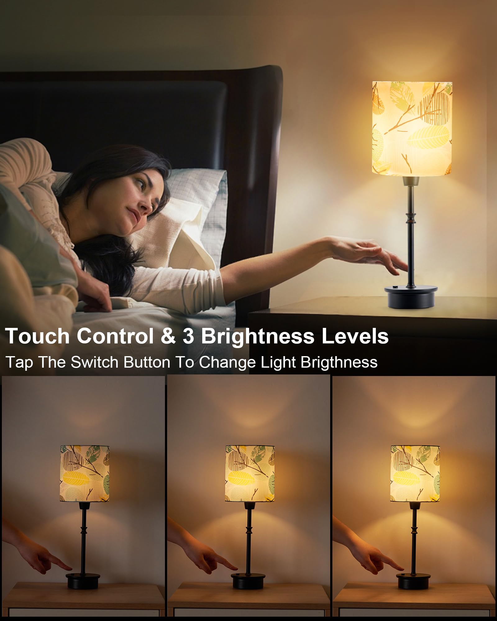 Umexus Cordless Table Lamp For Bedroom, Rechargeable Battery Operated Lights, Dimmable Touch Bedside Night Light Lamp For Nights