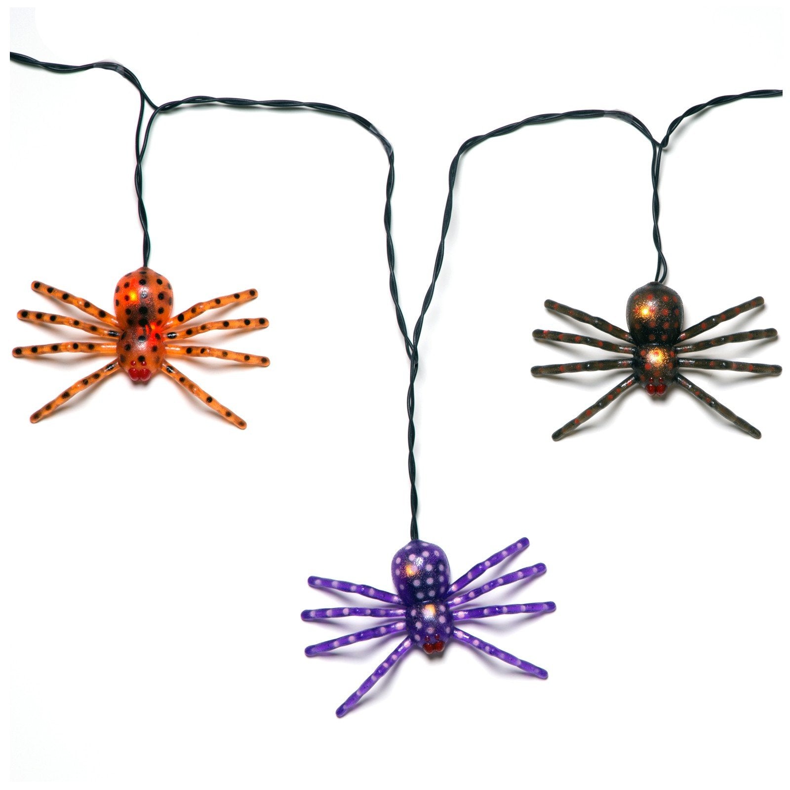 NOMA Halloween Spider Lights, 10 Spiders with 20 Clear Lights, Multicolor, Model V39061, Plastic