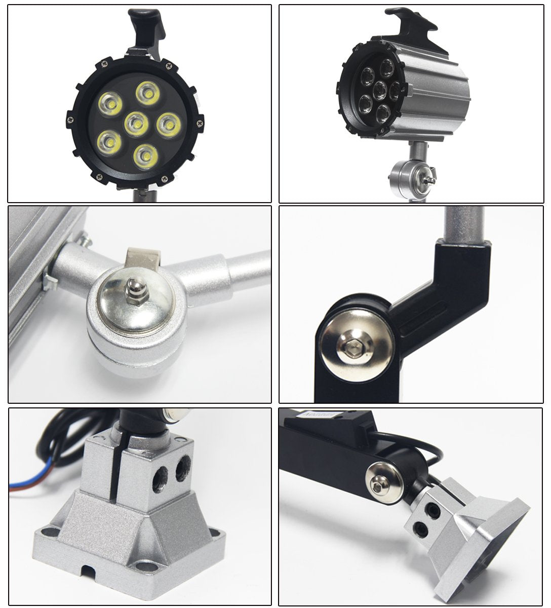 Wisamic LED Work Light for Lathe, CNC Milling Machine, Drilling Machine, Aluminum Alloy, 12W 110V-220V, Flexible Arm, Adjustable