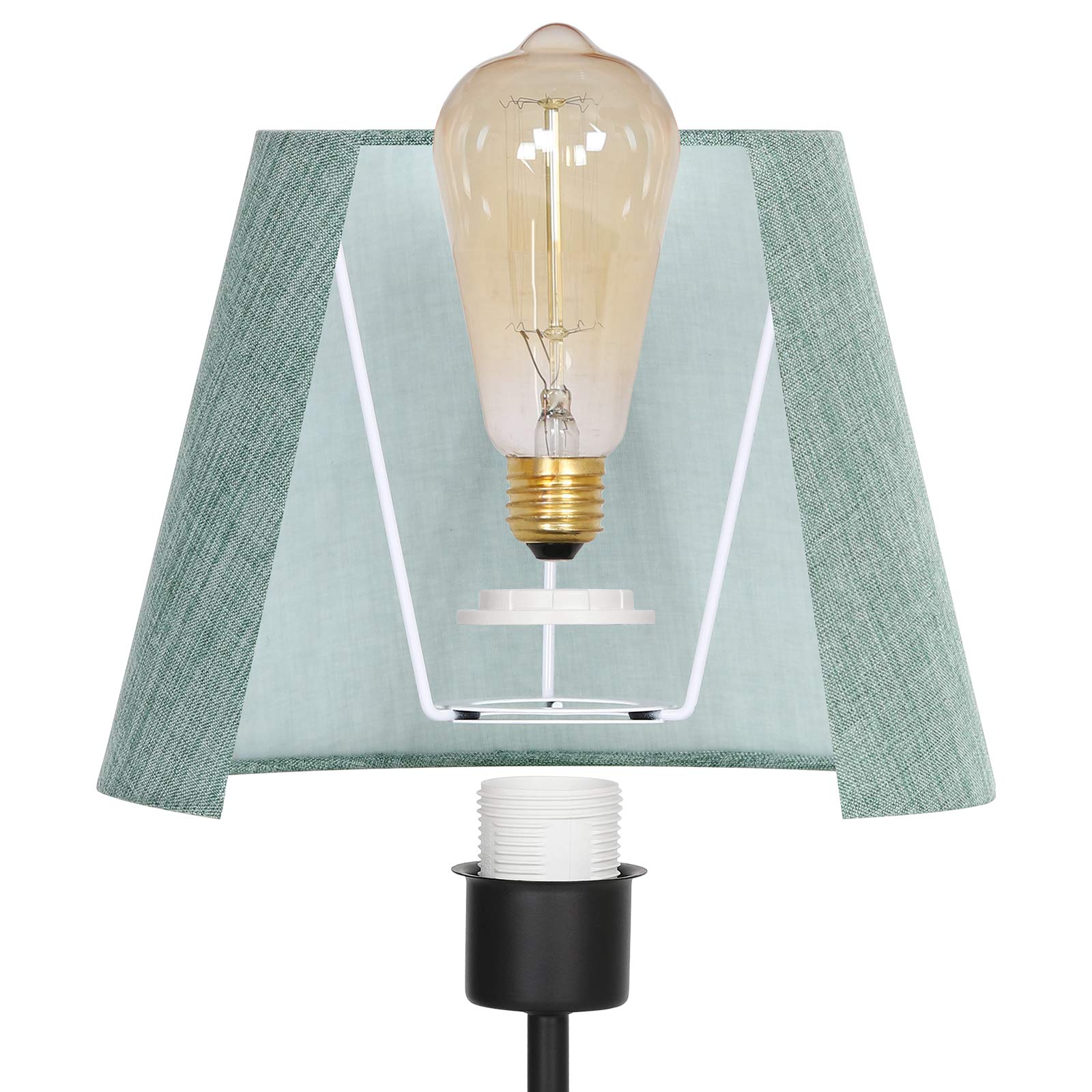 Js Nova Juns Set Of 2 Usb Table Lamps, Bedside Desk Lamps With Dual Usb Charging Ports, Nightstand Lamps With Green Flaxen Fabri