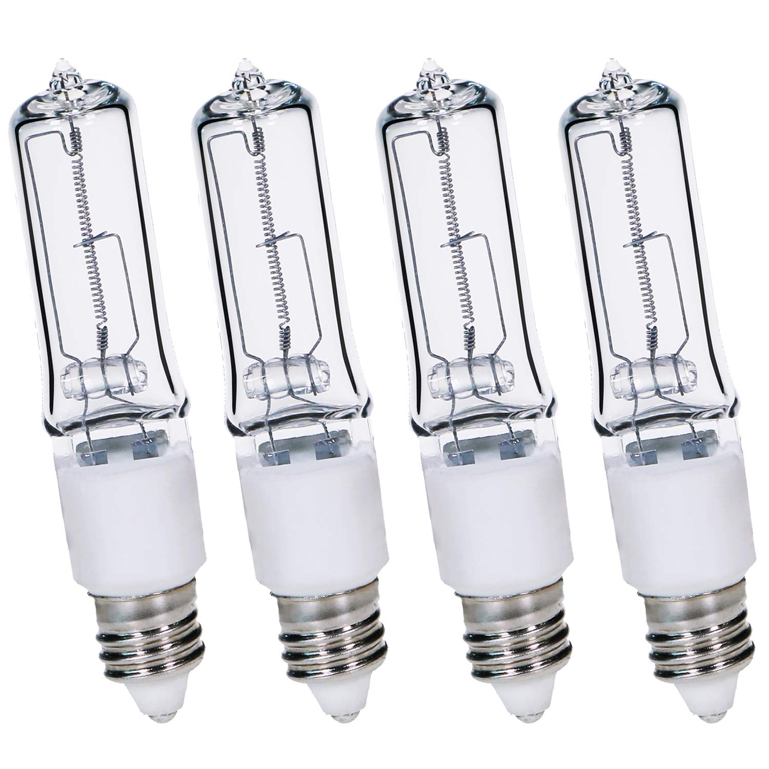 4-Pack JDE11 100W Halogen Bulbs, E11 Mini Candelabra Base, Dimmable, 2800K Warm White, for Ceiling Fans, Chandeliers, Accent & D