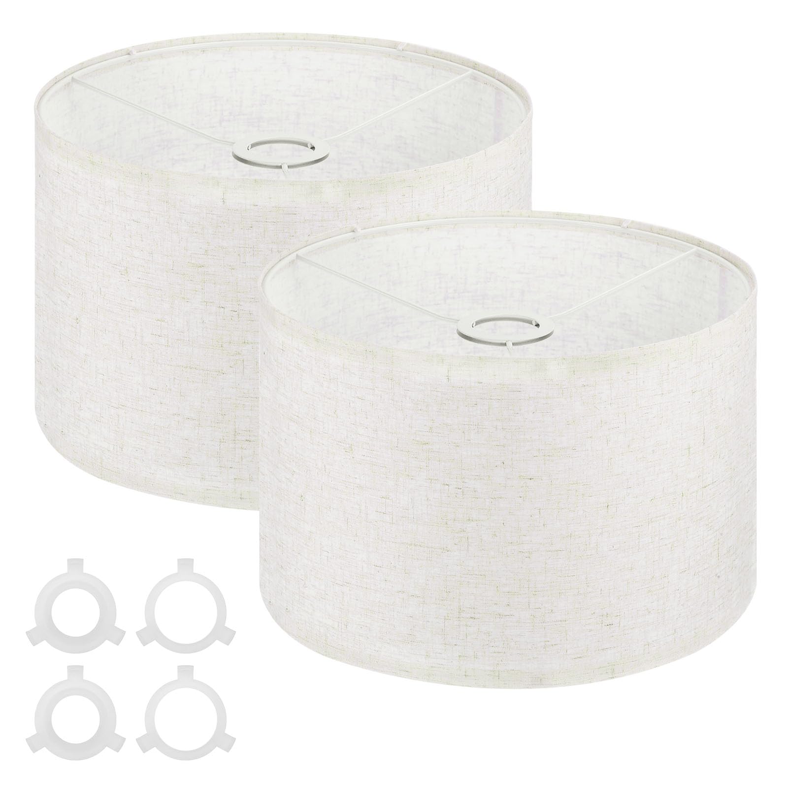 PATIKIL Drum Lamp Shades for Table Lamps 12x12x8 Linen Lampshade Set of 2 Easy Assembly Lamp Shade with E27 to E26/E14 Adapters 