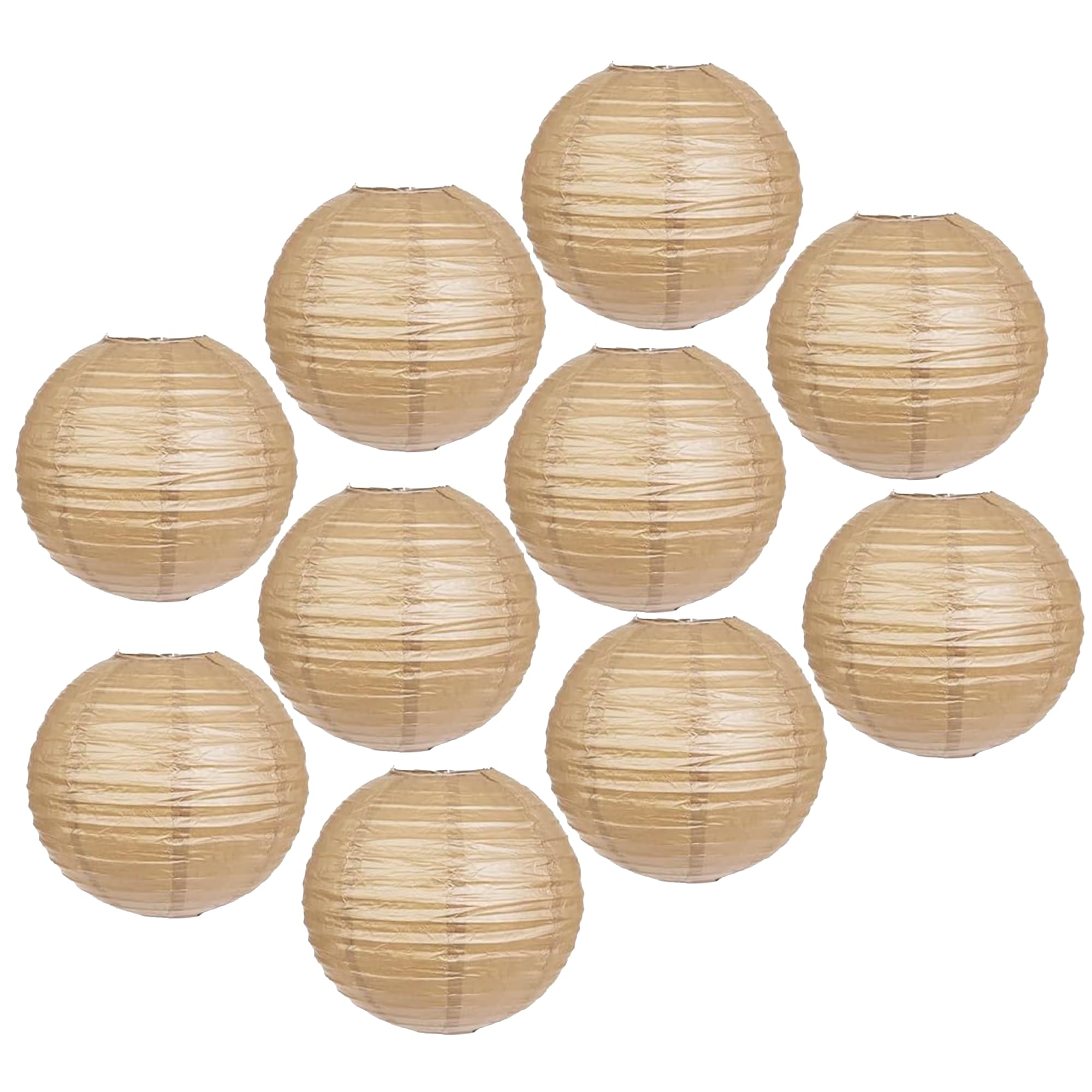 Mudra Crafts Paper Lanterns - 12 Inch Round Kraft Decorative Hanging Lanterns for Weddings and Parties