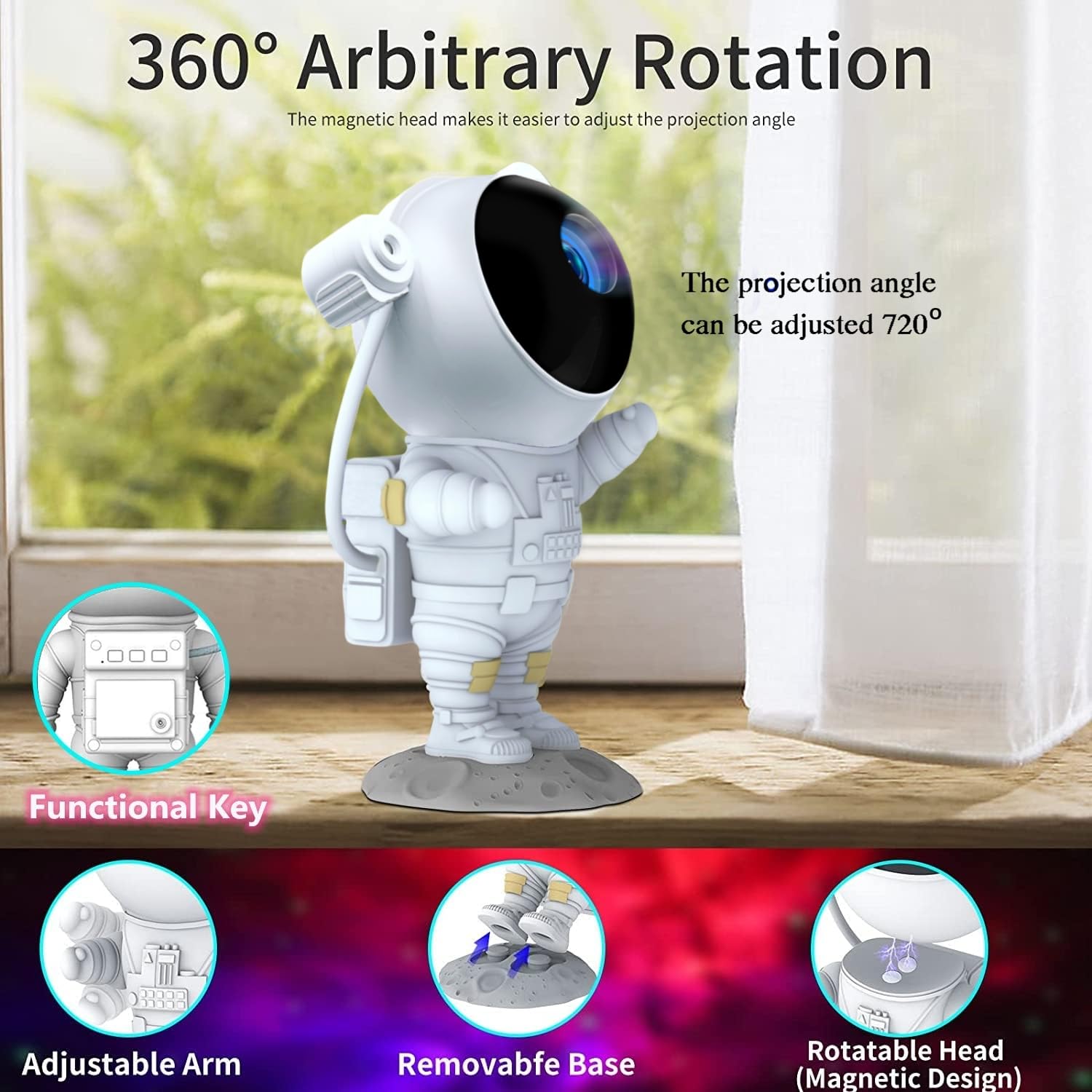 Astronaut Galaxy Projector, Space Projector Night Light, Star Projector,3D Starry Nebula, with Timer and Remote Control for Kids