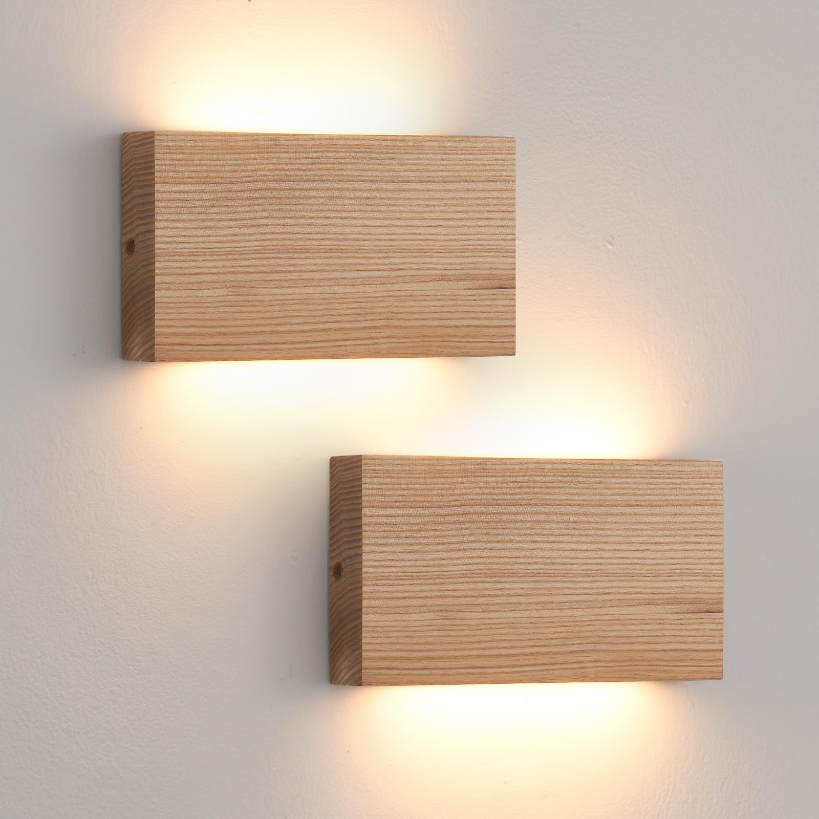 Wood Wall Sconce Indoor Wall Lights Hardwired 2 Pack Up and Down Wall Mount Light for Living Room Bedroom Hallway Lights