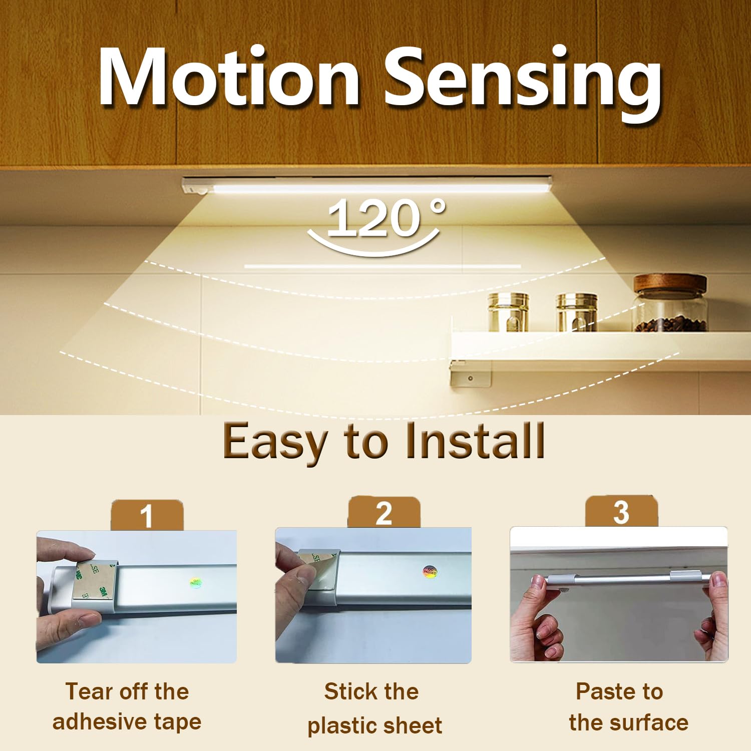 Under Cabinet Lights ,Led Motion Sensor Light Indoor, Wireless Usb Rechargeable Magnetic Closet Lights, 5 Pack Under Counter Lights For Kitchen, Cabinet, Wardrobe, Stairs(White Light, 5Packs-8Inch)