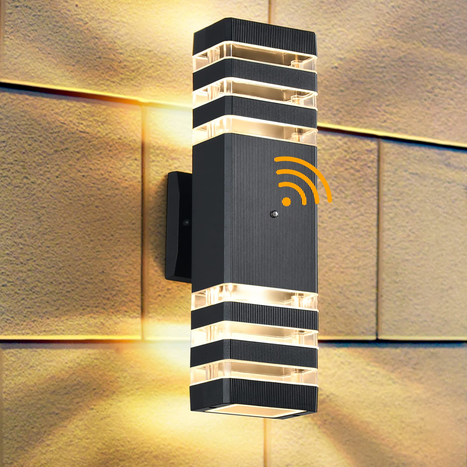 DASTOR Dusk to Dawn Outdoor Wall Light, Aluminum, Waterproof, Square, Black, Model DST-221101, 3 Layer-1Pack