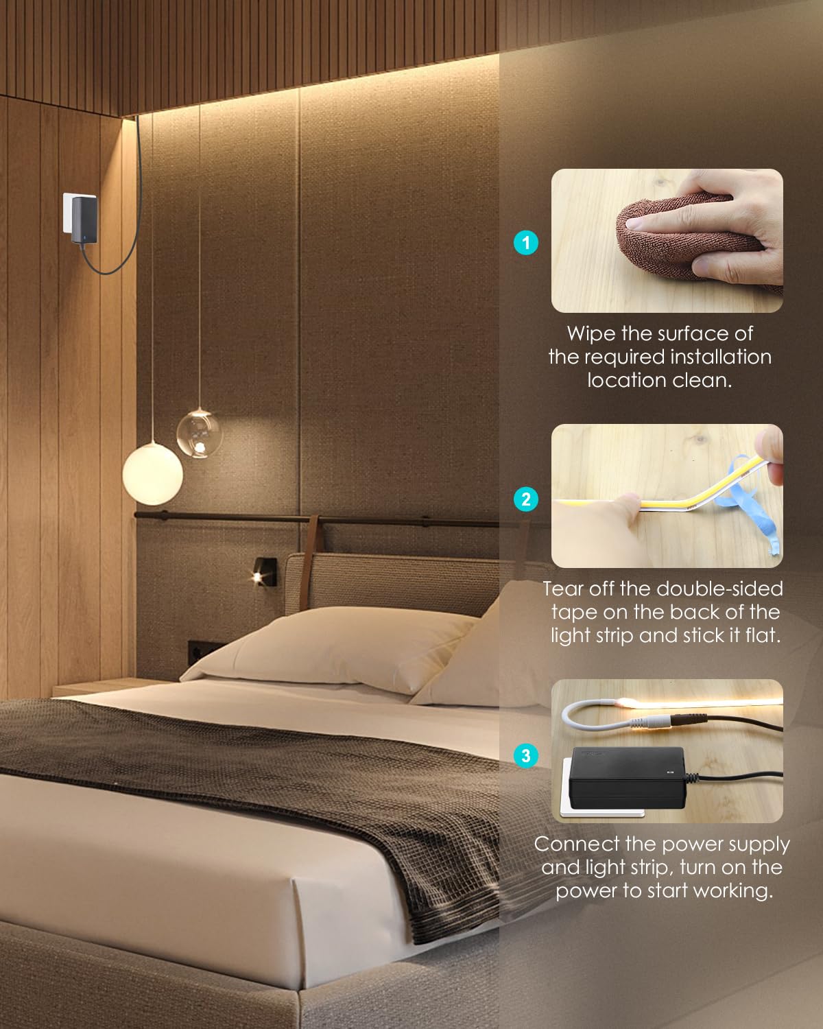 24V Cob Led Light Strip 3000K 100Ft Bluetooth Dimmable Flexible Cob Led Strip Tape Light With Remote For Bedroom Warm White Cri90+ 480Led/M Hight Density Super Bright For Home Lighting 30M/2Roll