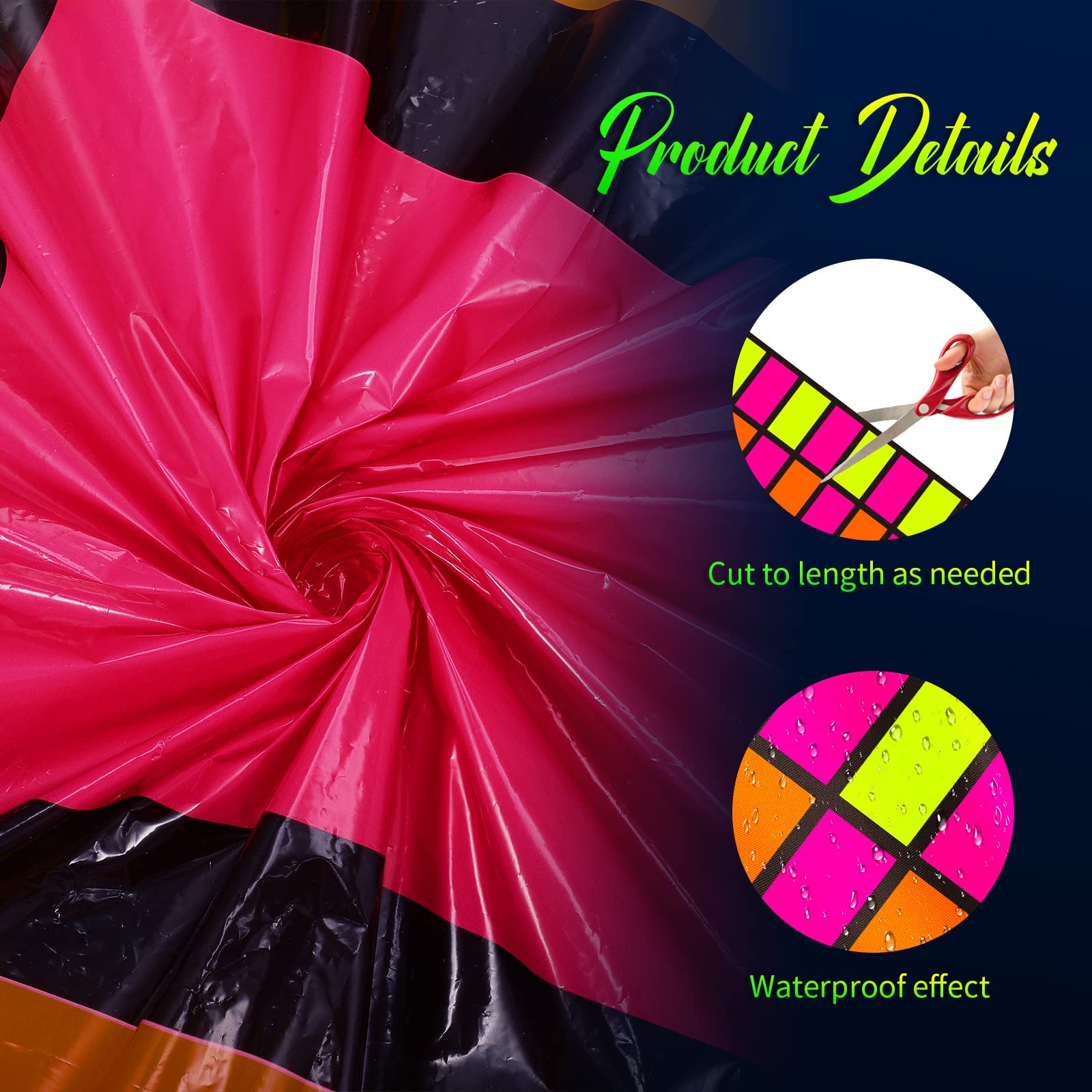 Mixweer 3 Pcs 118 x 39 Inch Disposable Neon Dance Floor 80s 90s Party Decorations DIY Plastic Dance Floor Neon Carpet Runner for